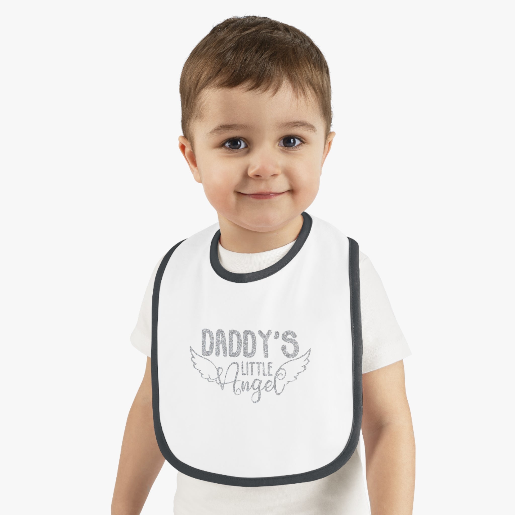 Daddy's Little Angel - Silver Glitter Baby Jersey Bib - Jesus Passion Apparel