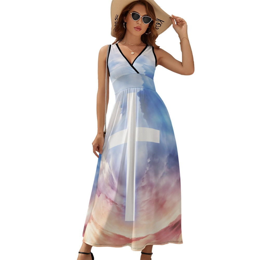 Cross in the Clouds Ladies Sleeveless Dress Size: S Color: White Jesus Passion Apparel