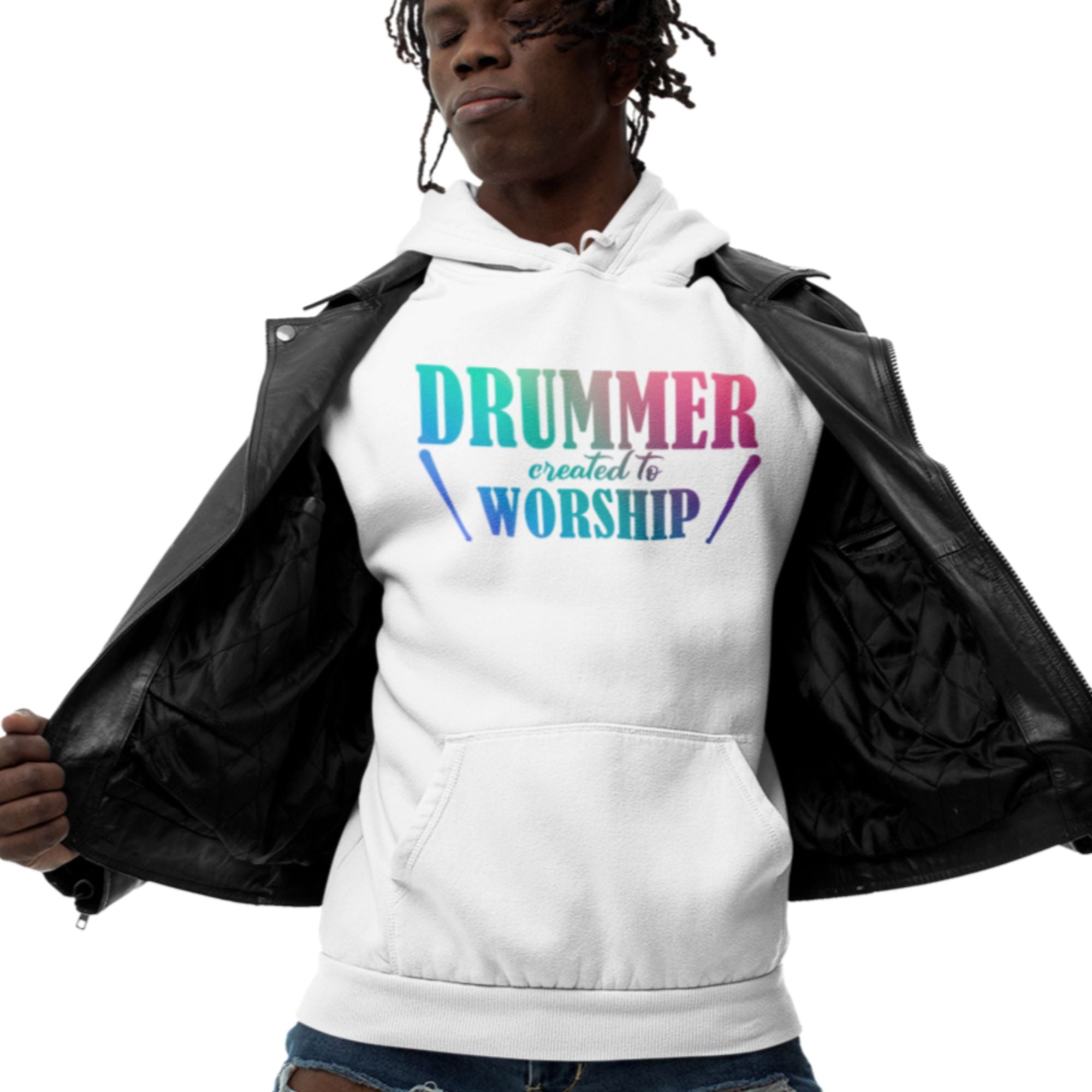 Drummer Created to Worship Men's Heavy Blend™ Hoodie - Jesus Passion Apparel