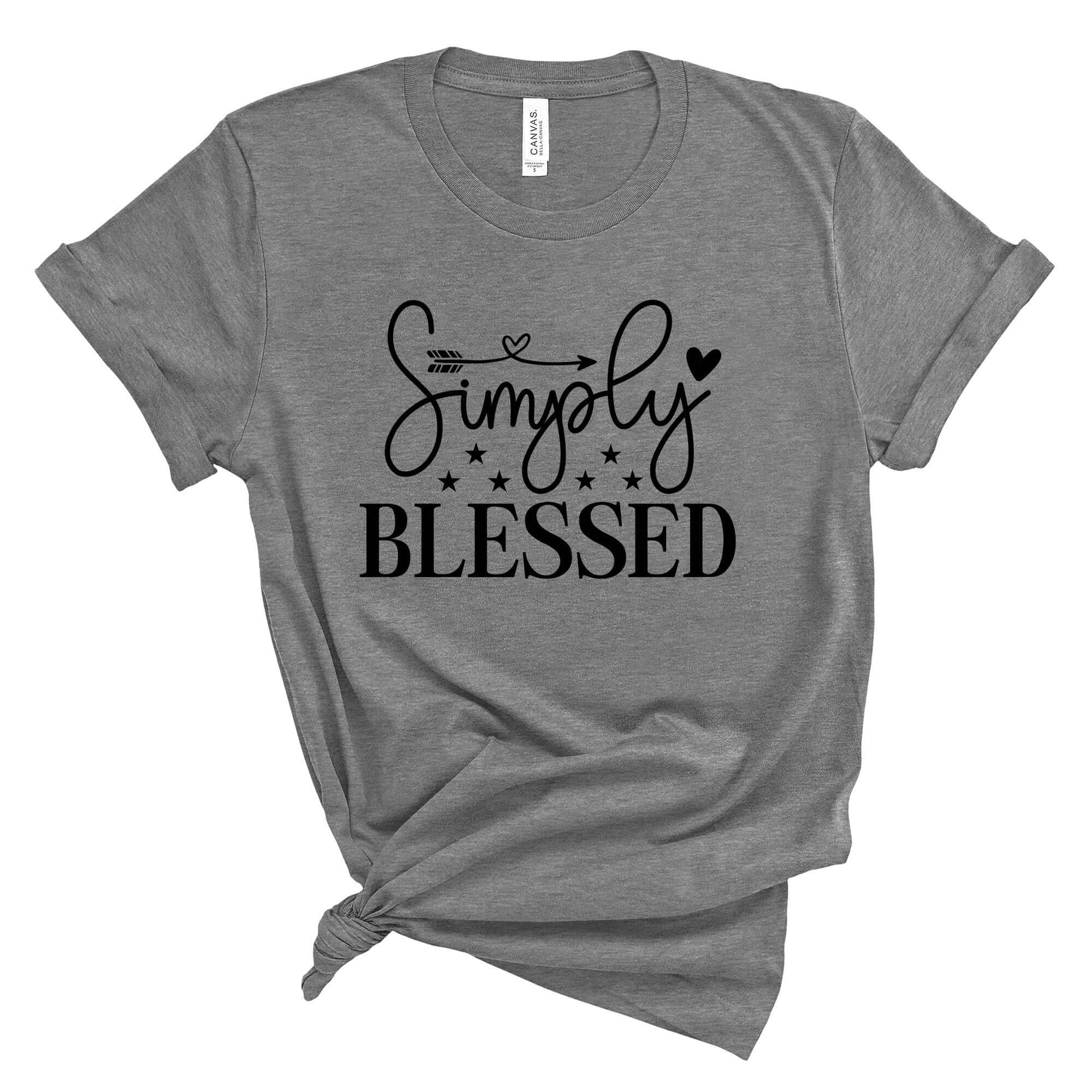 Simply Blessed Women's Short Sleeve Tee Size: XS Color: Athletic Heather Jesus Passion Apparel