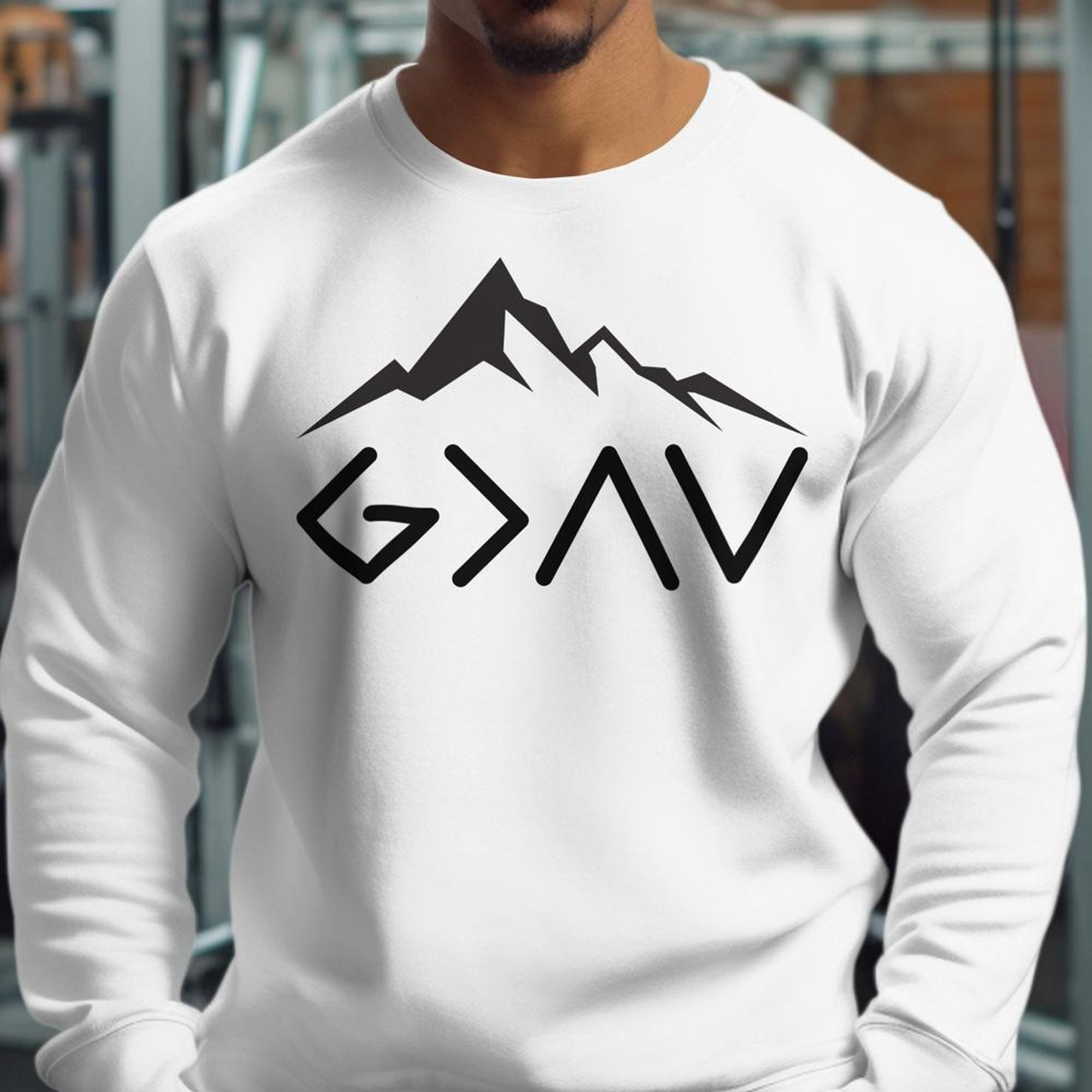 God is Greater Mountain Men's Fleece Unisex-Fit - White Size: S Color: White Jesus Passion Apparel