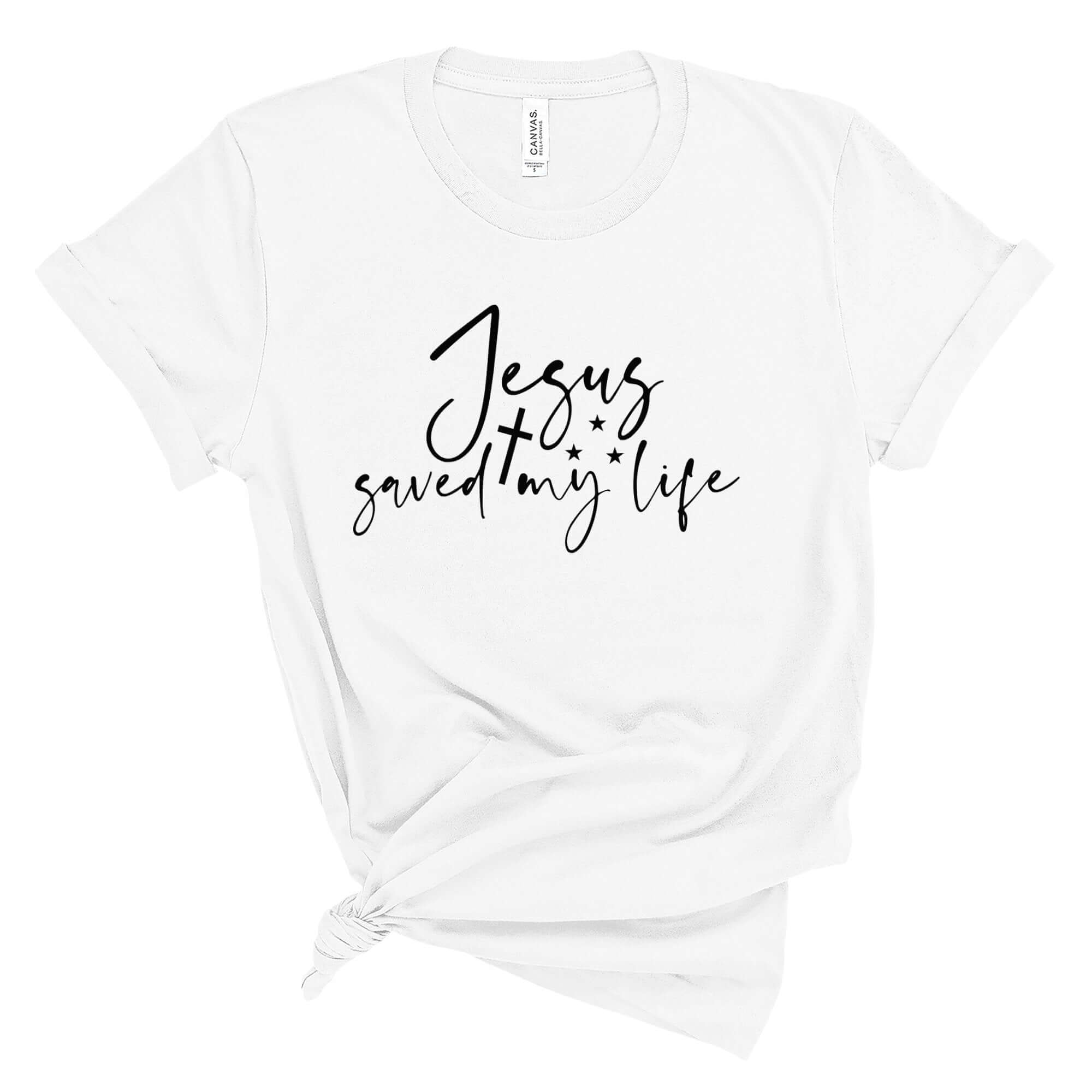 Jesus Saved My Life Women's Short Sleeve Tee Size: XS Color: Athletic Heather Jesus Passion Apparel