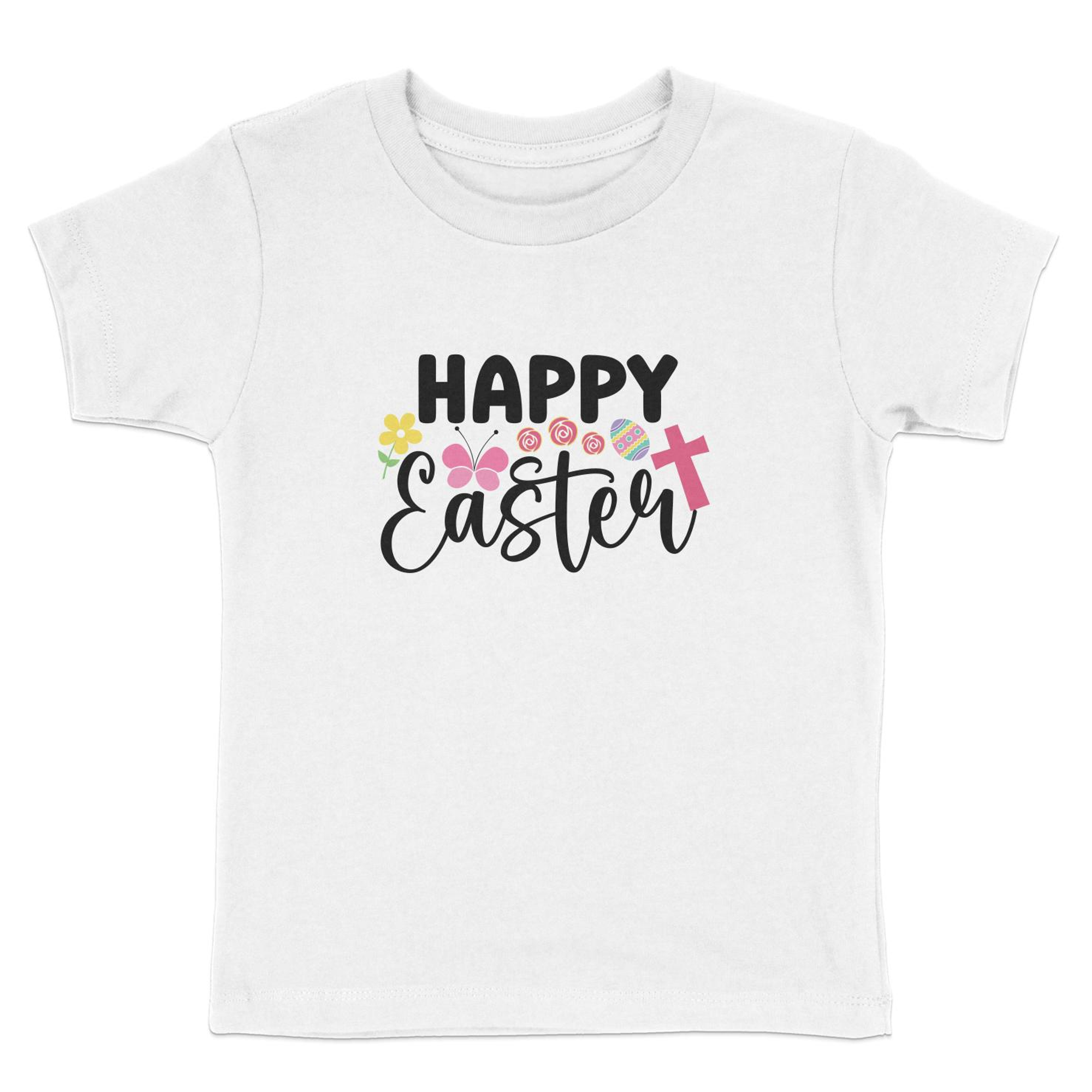 Happy Easter Toddler Short Sleeve Tee Size: 5/6T Color: Heather Jesus Passion Apparel