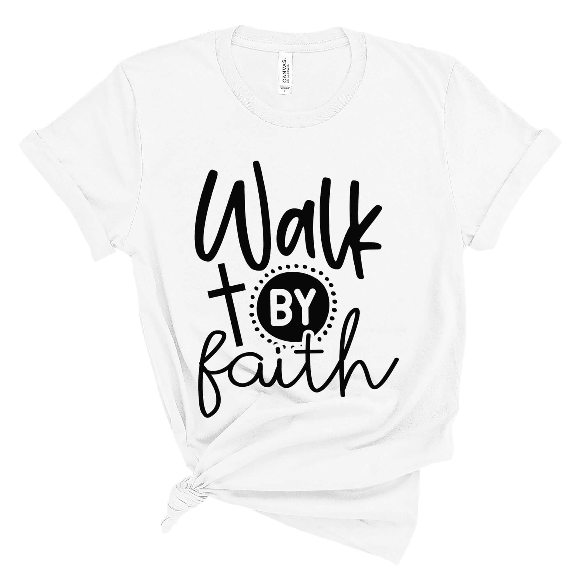 Walk By Faith Women's Short Sleeve Tee Size: XS Color: Athletic Heather Jesus Passion Apparel