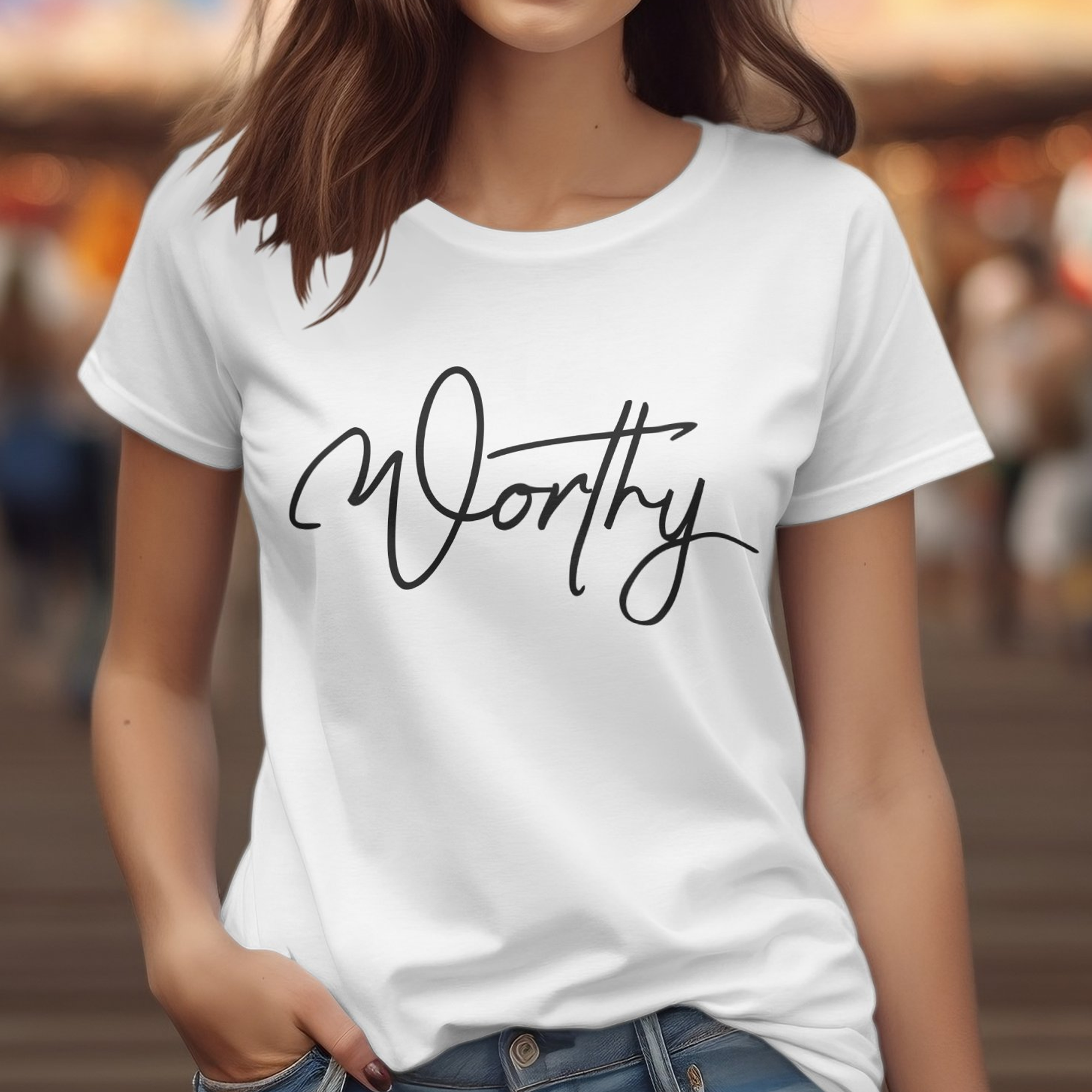 Worthy Unisex Jersey Short Sleeve Tee - Black / White Product Label: T-Shirts (Bella 3001#1) - Size: XS Color: Solid Black Blend Jesus Passion Apparel