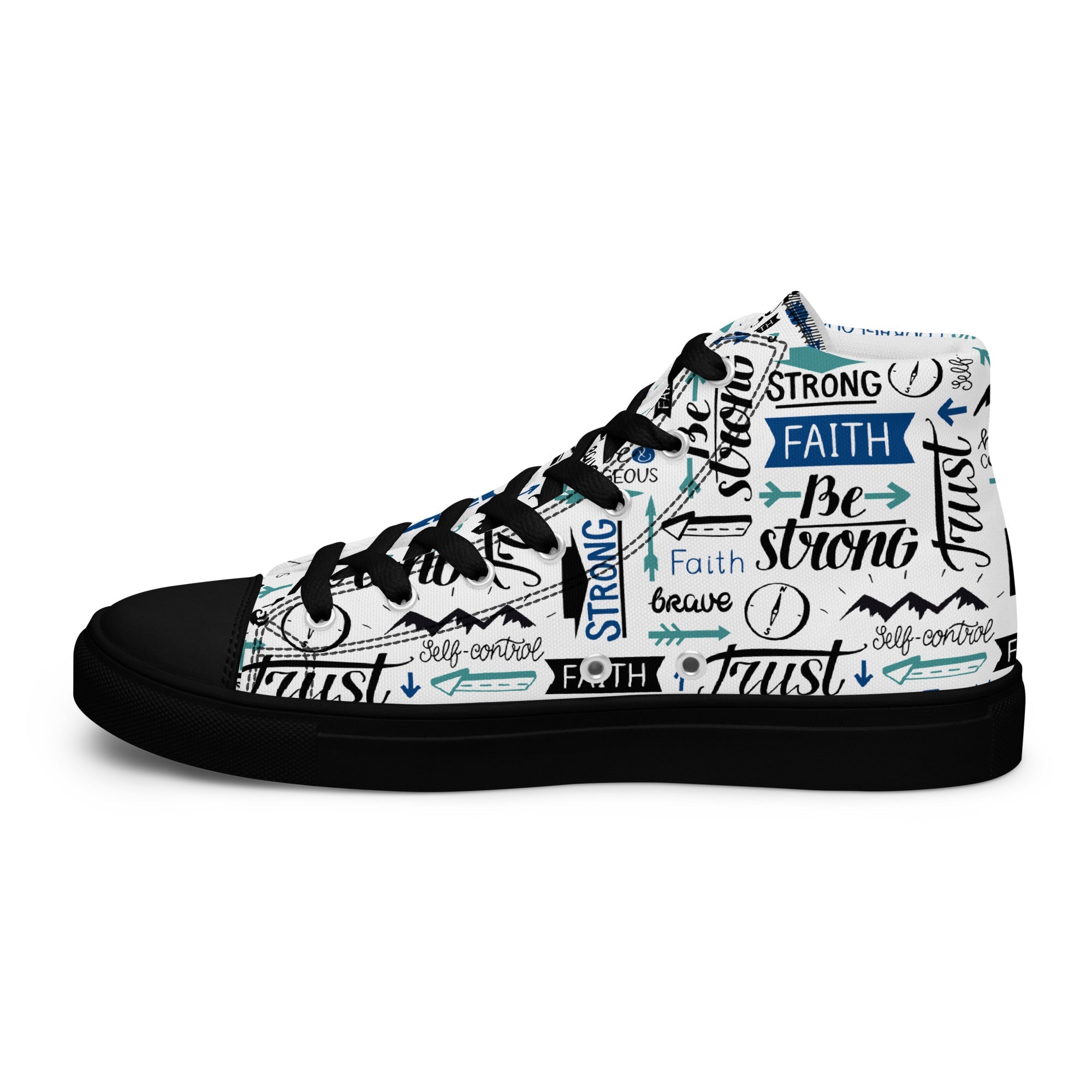 Faith Be Strong Men’s High Top Canvas Shoes - Jesus Passion Apparel