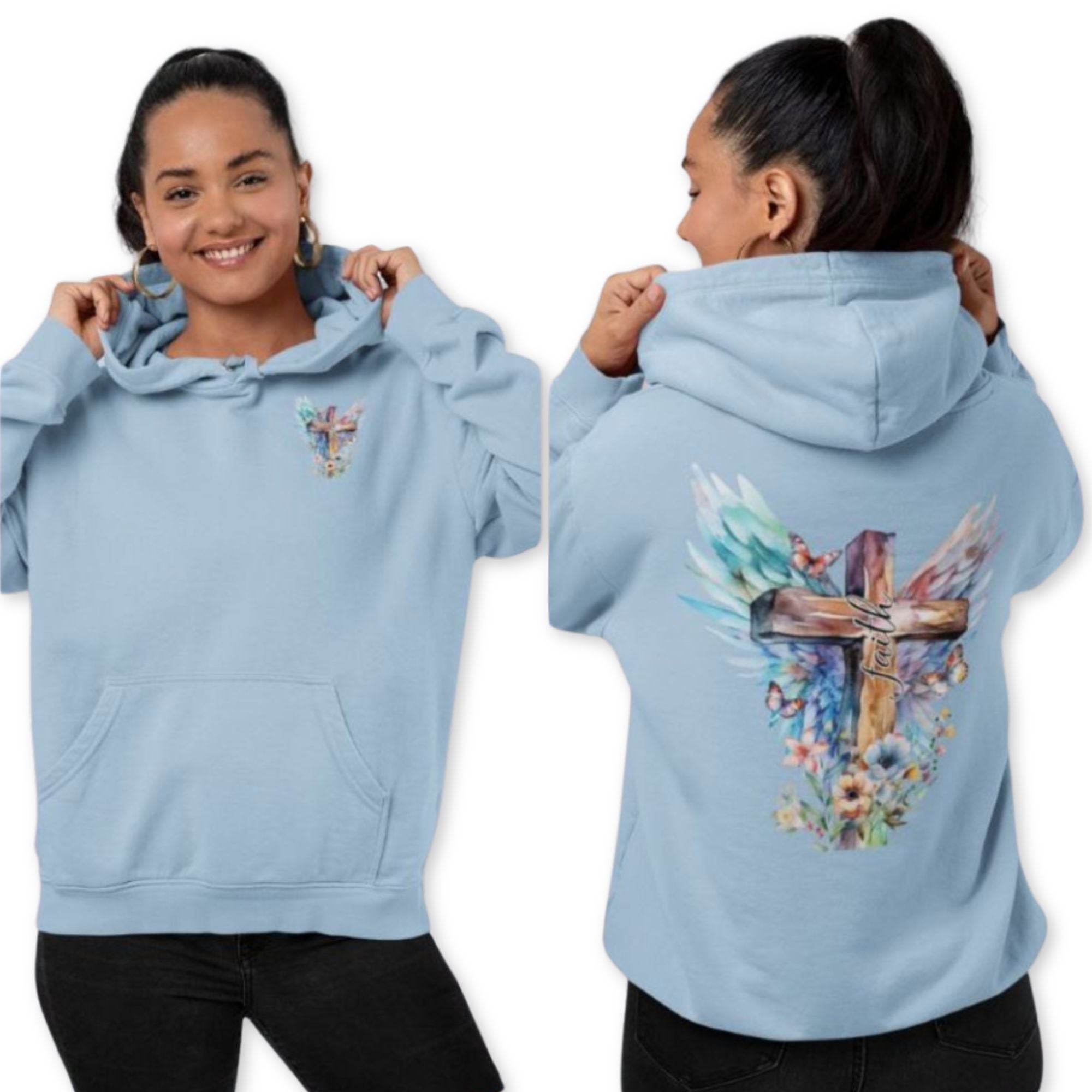 Faith Butterfly Wings and Cross Unisex - Fit Hoodie - Jesus Passion Apparel