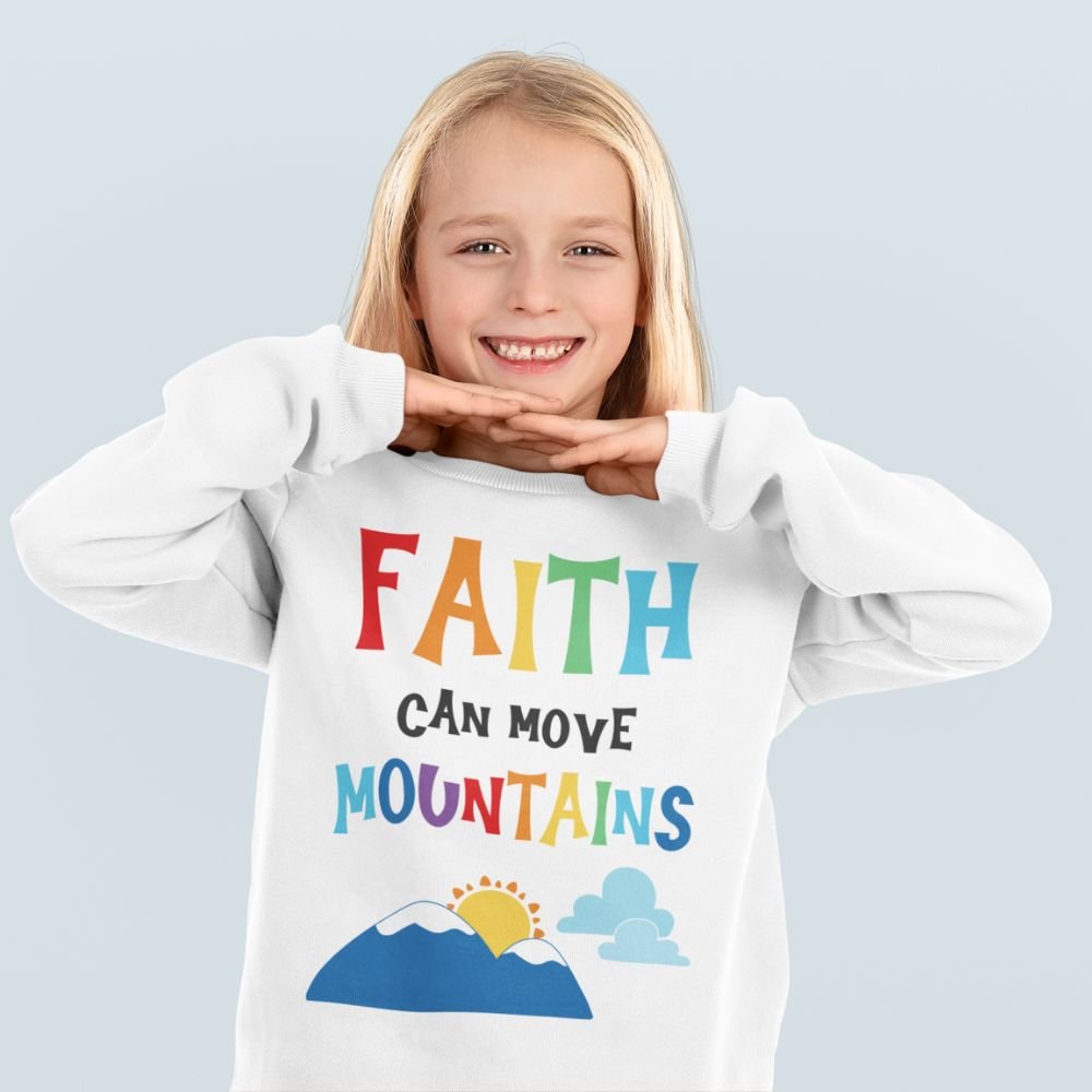 Faith Can Move Mountains Youth Crewneck Sweatshirt - Jesus Passion Apparel