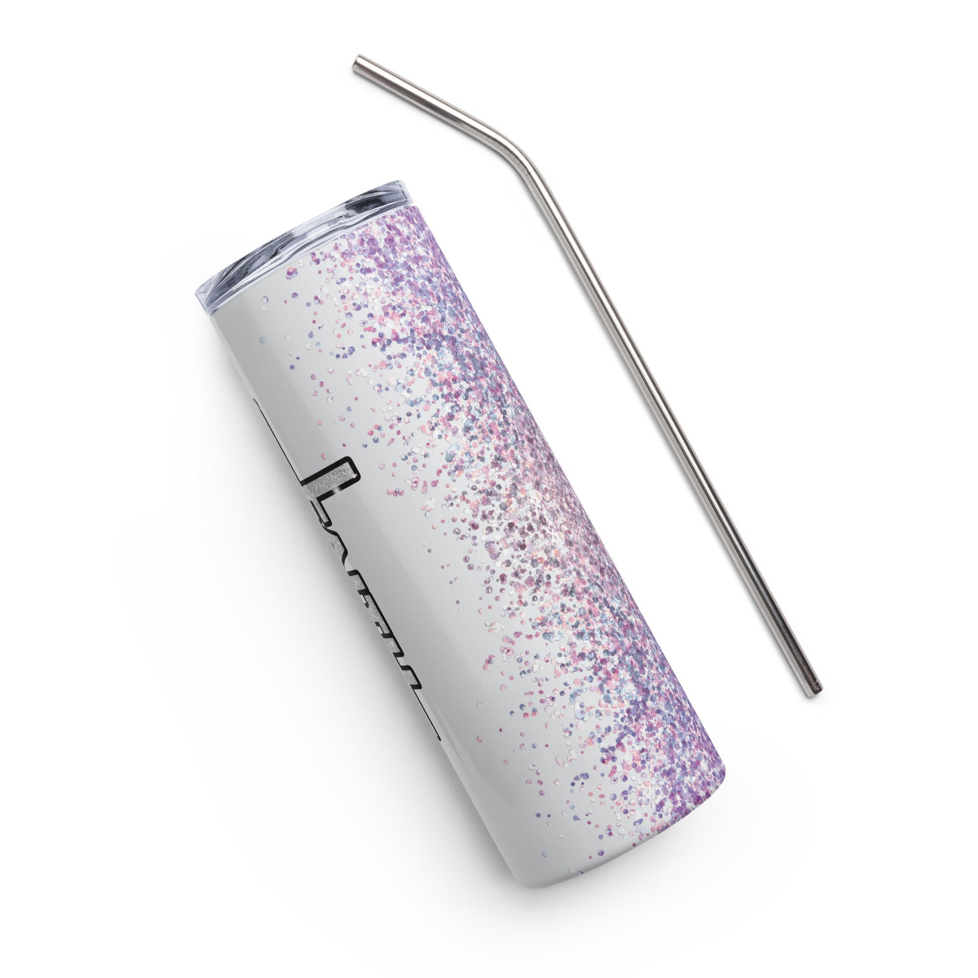 Faith Glitter Purple Tumbler 20 oz - Stainless Steel Straw - Jesus Passion Apparel