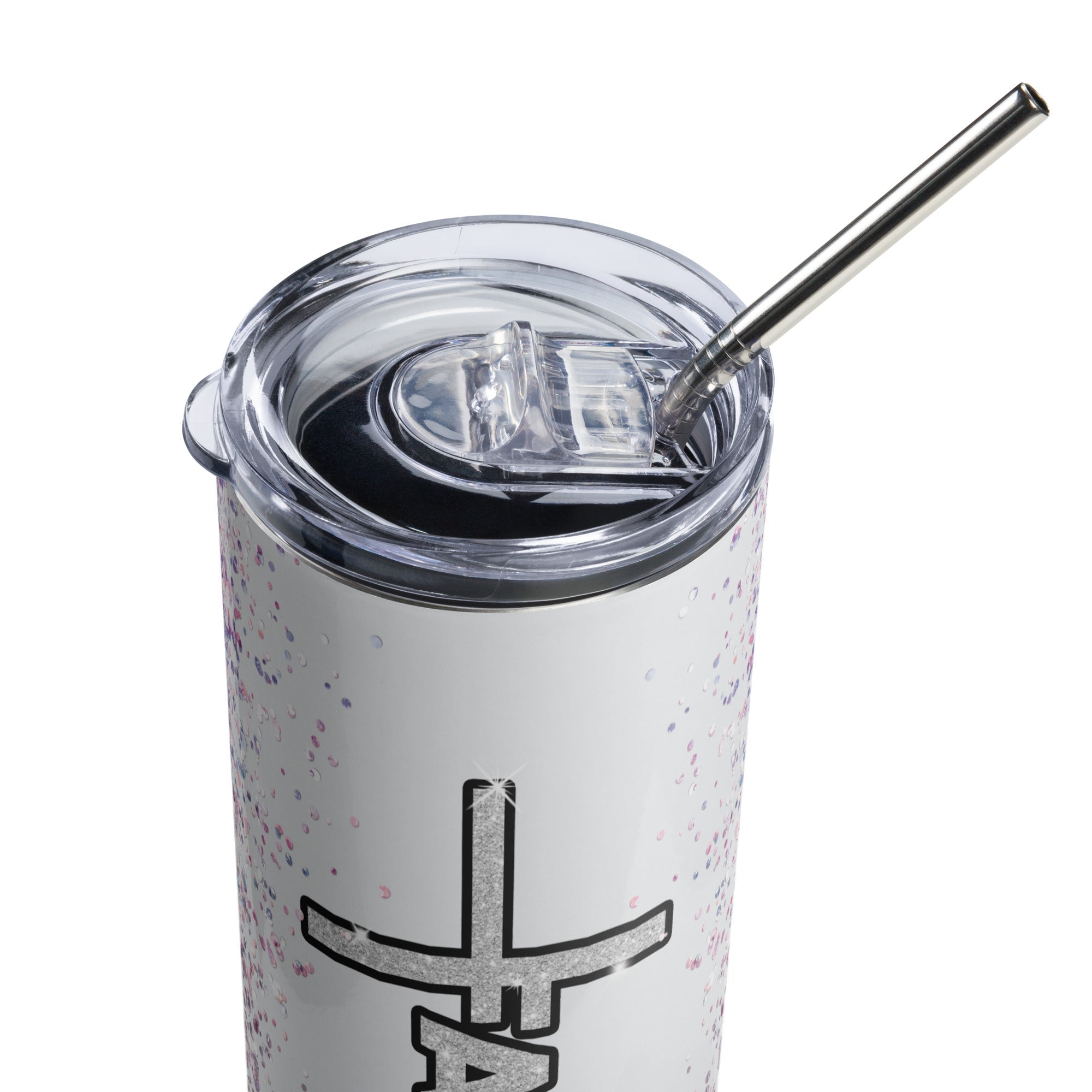 Faith Glitter Purple Tumbler 20 oz - Stainless Steel Straw - Jesus Passion Apparel