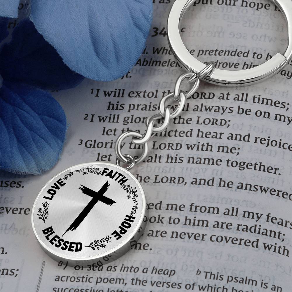 Faith Hope Bless Loved Inspirational Keychain - Jesus Passion Apparel