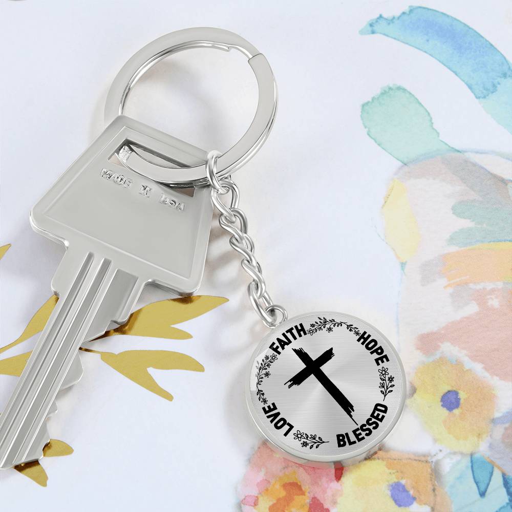 Faith Hope Bless Loved Inspirational Keychain - Jesus Passion Apparel