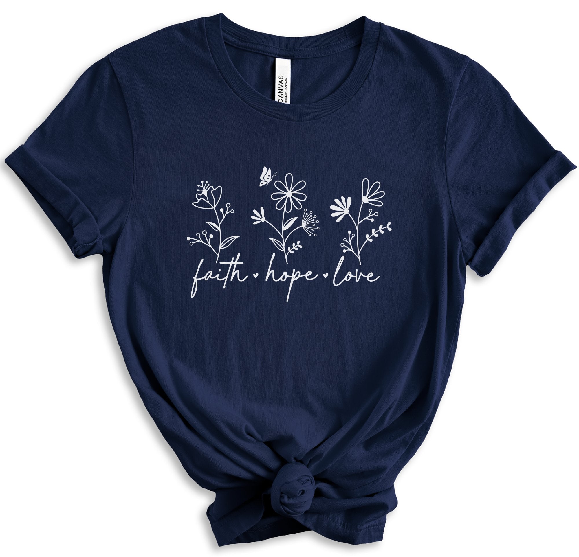 Faith Hope Love Floral Women's Short Sleeve Tee - Jesus Passion Apparel