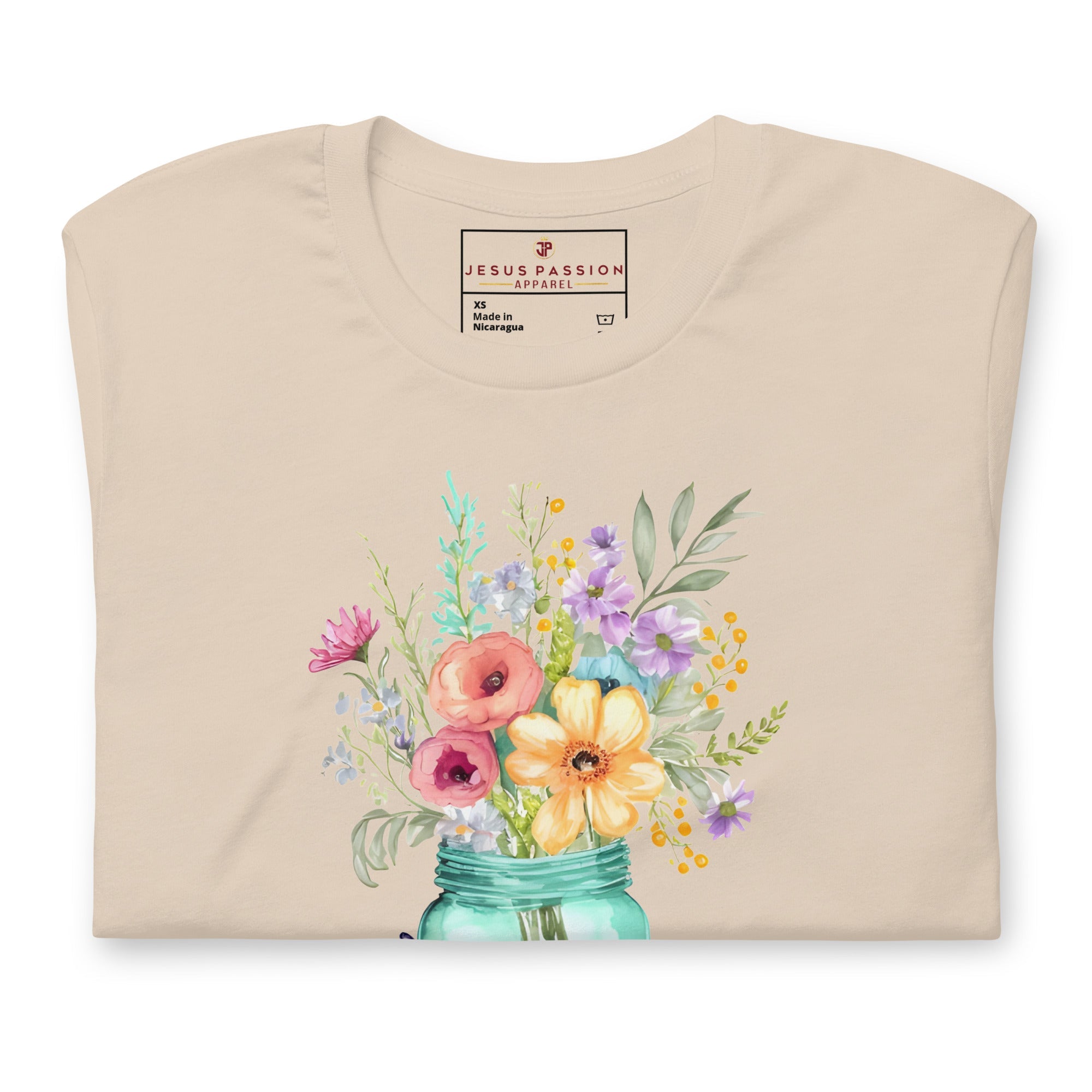 Faith Hope Love Flowers Jersey Short Sleeve T-Shirt - Jesus Passion Apparel