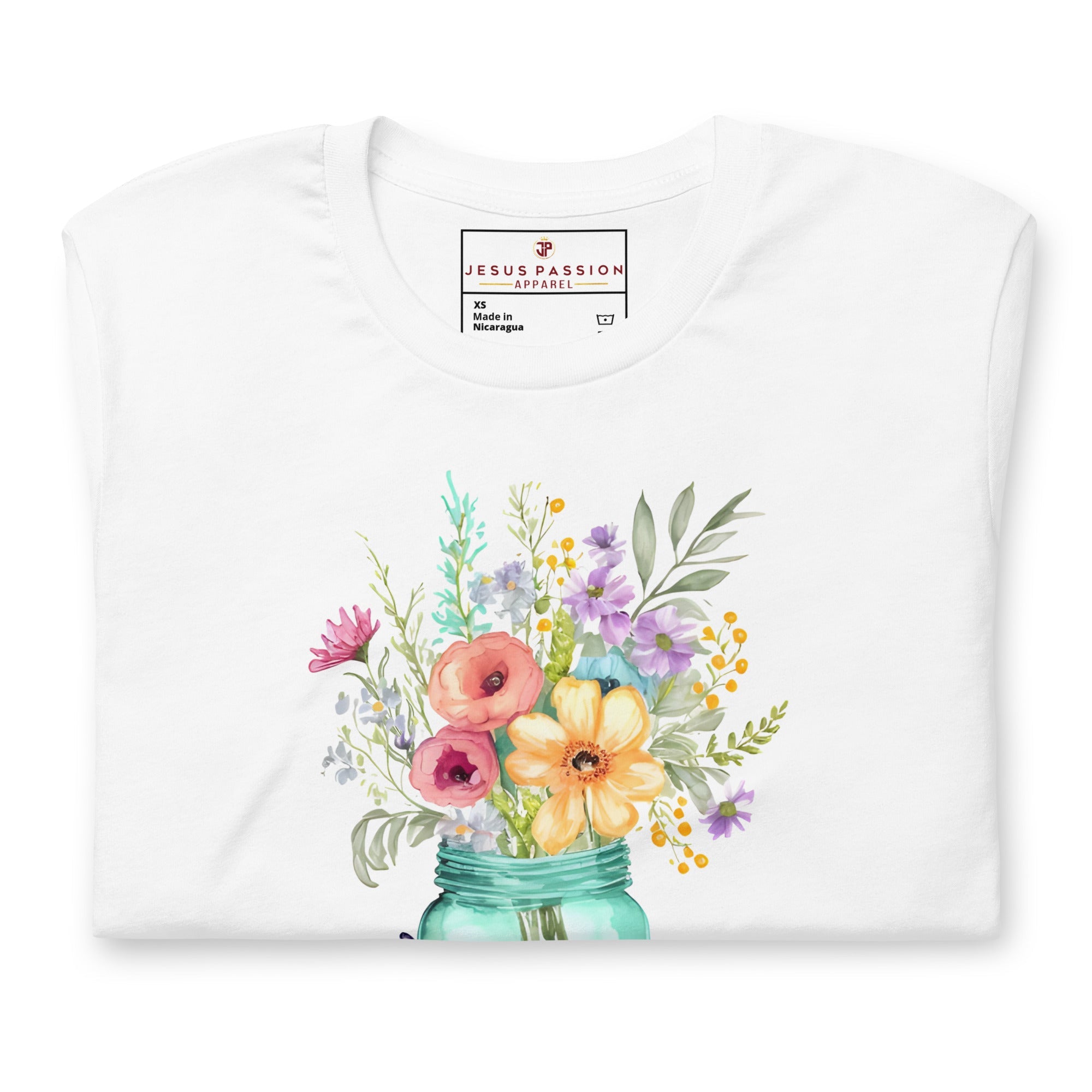 Faith Hope Love Flowers Jersey Short Sleeve T-Shirt - Jesus Passion Apparel