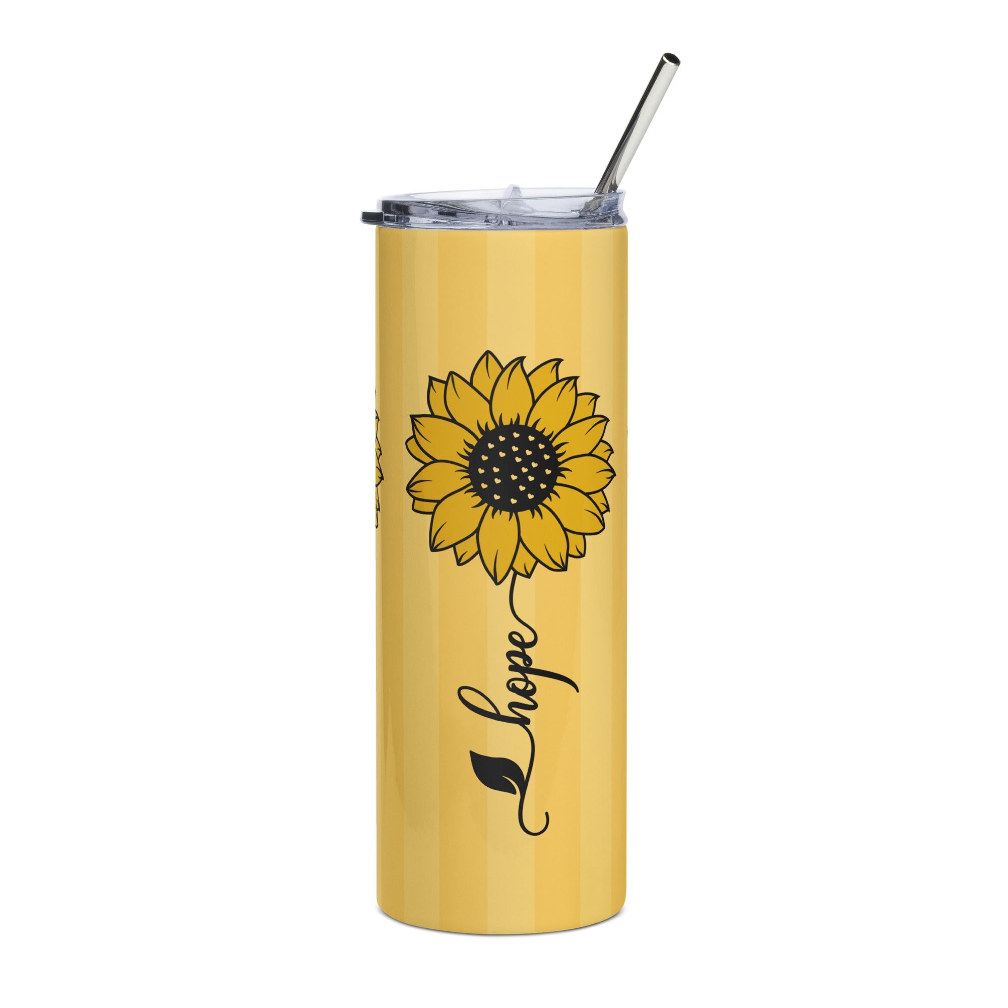 Faith Hope Love Sunflowers Tumbler 20 oz - Stainless Steel Straw - Jesus Passion Apparel