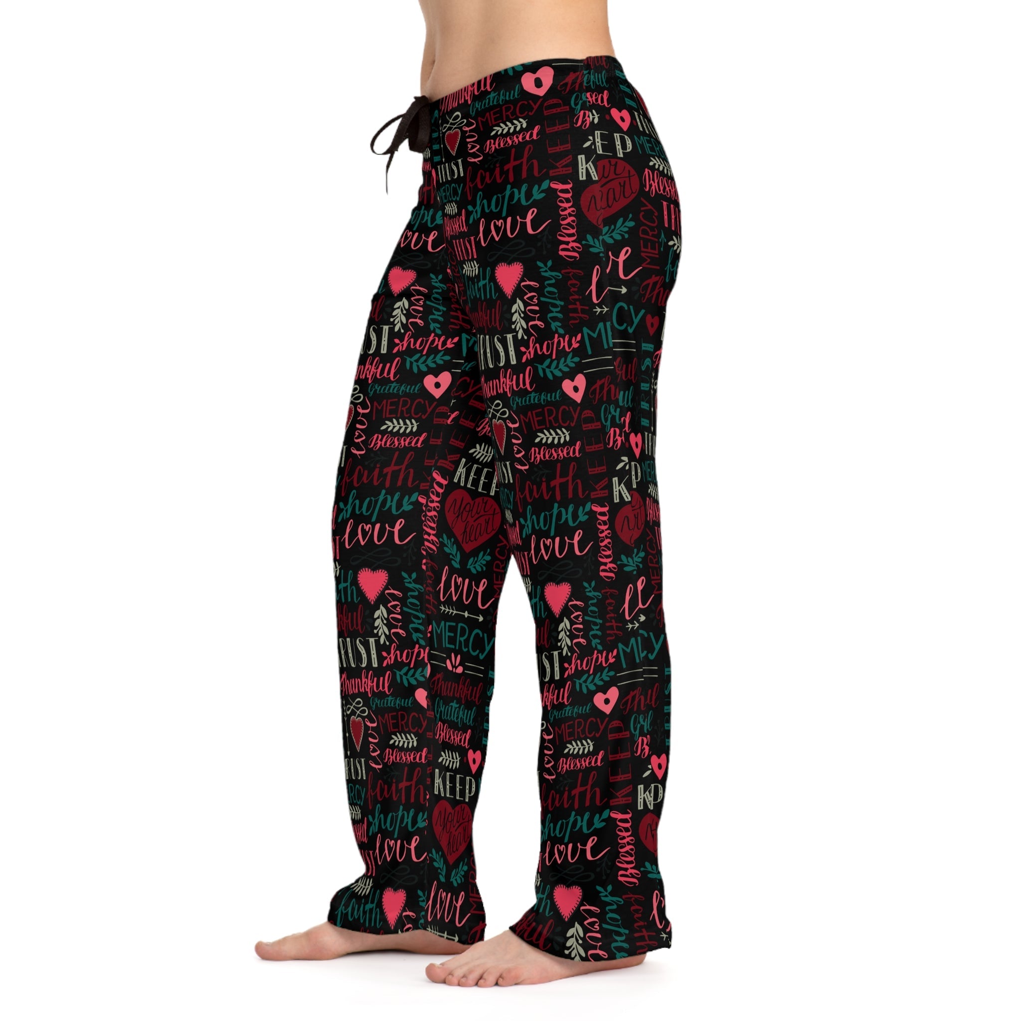 Faith Hope Love Women's Black Lounge / Pajama Pants - Jesus Passion Apparel