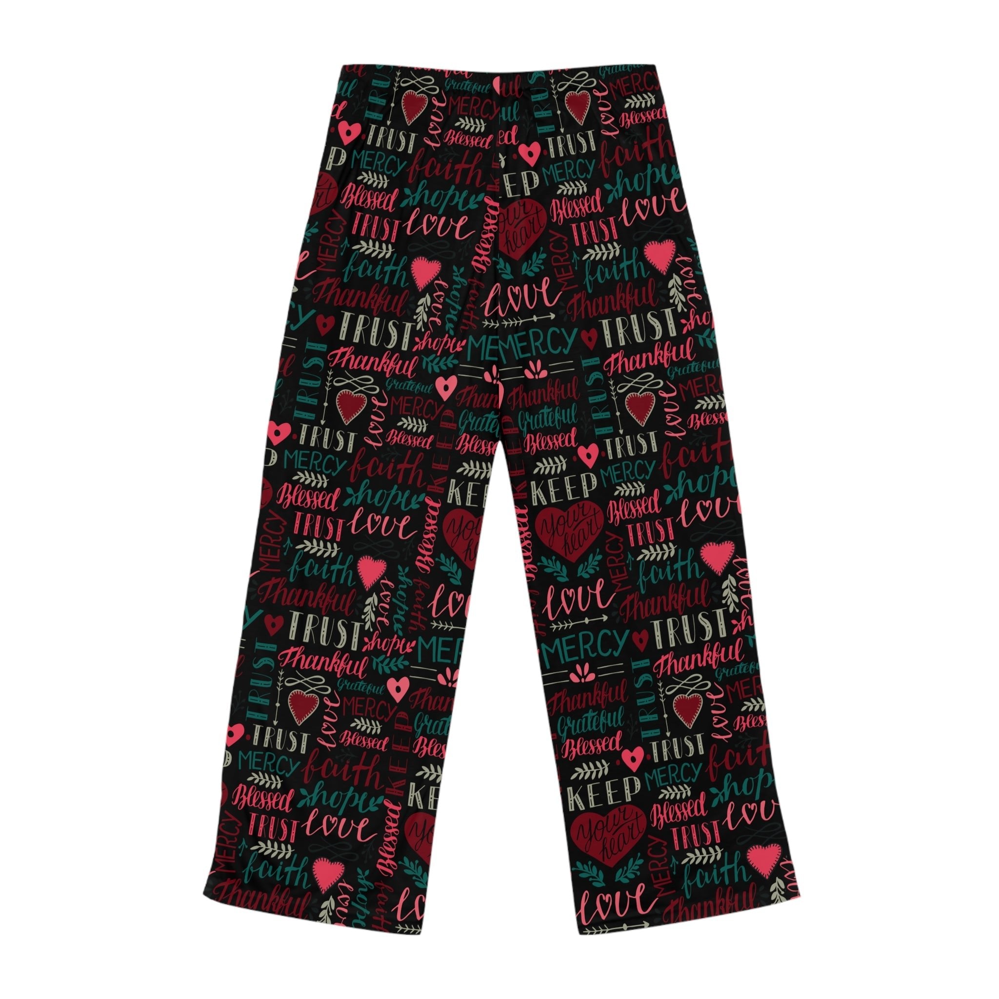 Faith Hope Love Women's Black Lounge / Pajama Pants - Matching Pajama Set and Indoor Slippers Available - Jesus Passion Apparel