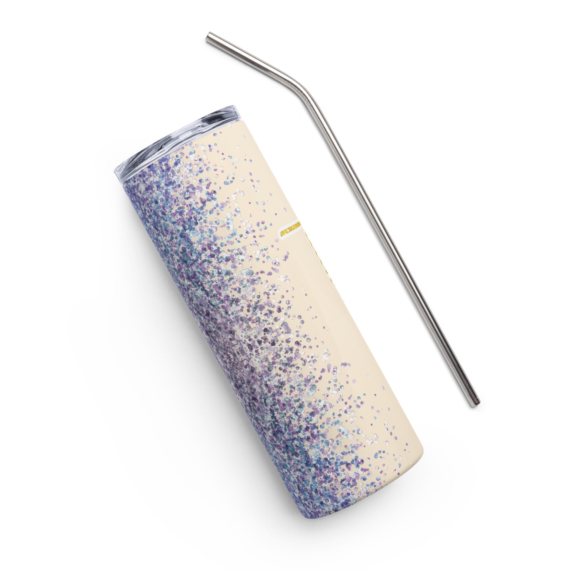 Faith Jesus Purple Glitter Tumbler 20 oz - Stainless Steel Strawel Straw - Jesus Passion Apparel