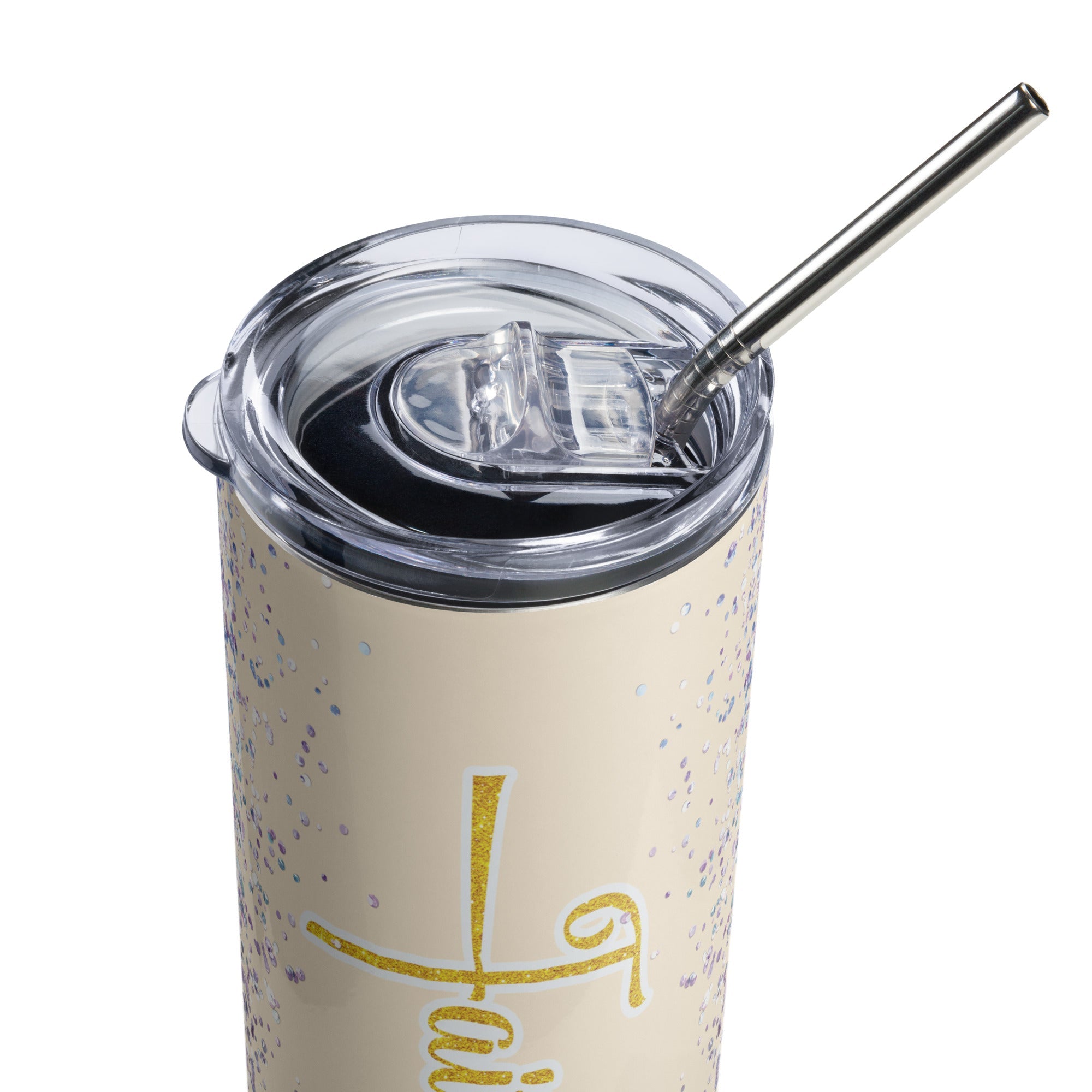 Faith Jesus Purple Glitter Tumbler 20 oz - Stainless Steel Strawel Straw - Jesus Passion Apparel