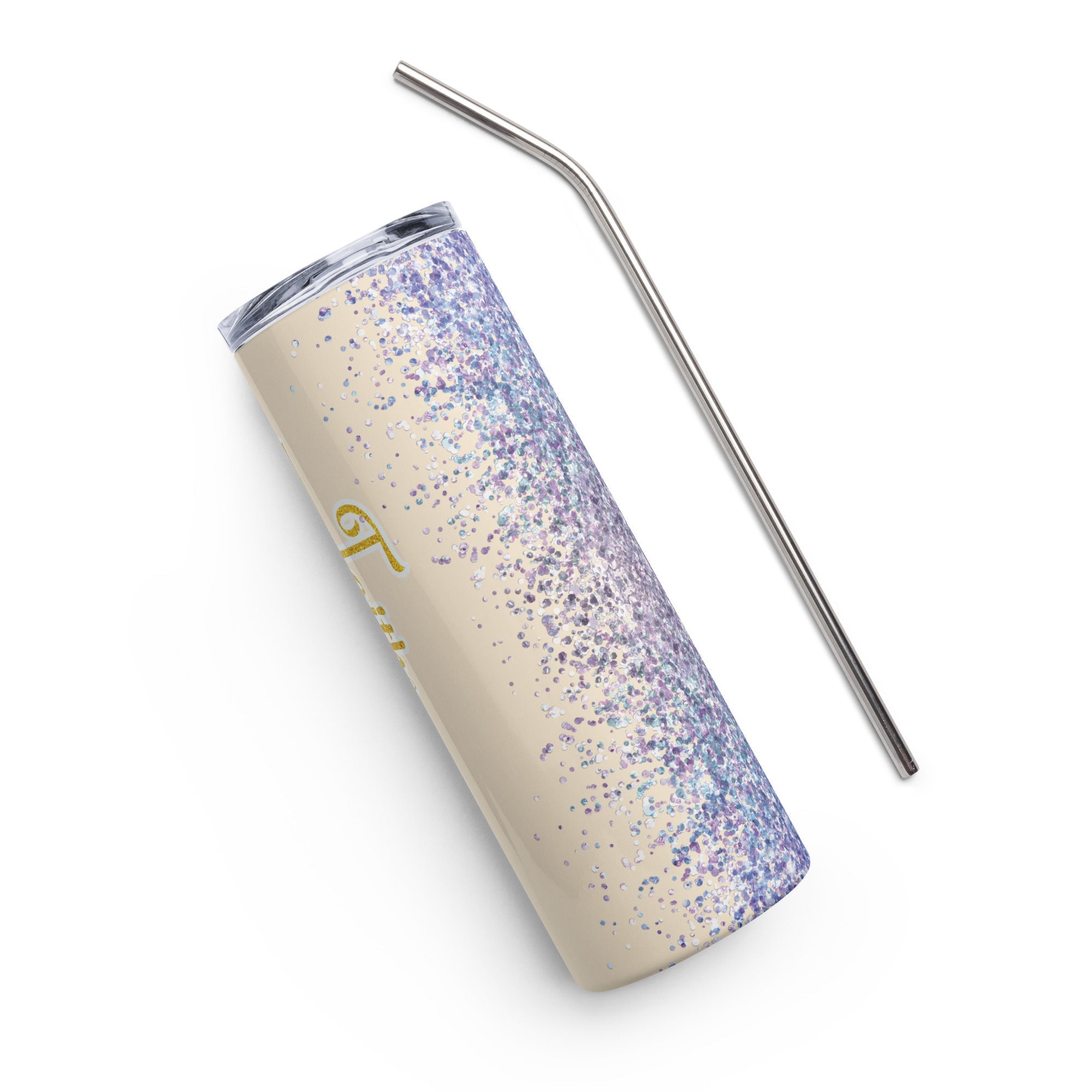 Faith Jesus Purple Glitter Tumbler 20 oz - Stainless Steel Strawel Straw - Jesus Passion Apparel