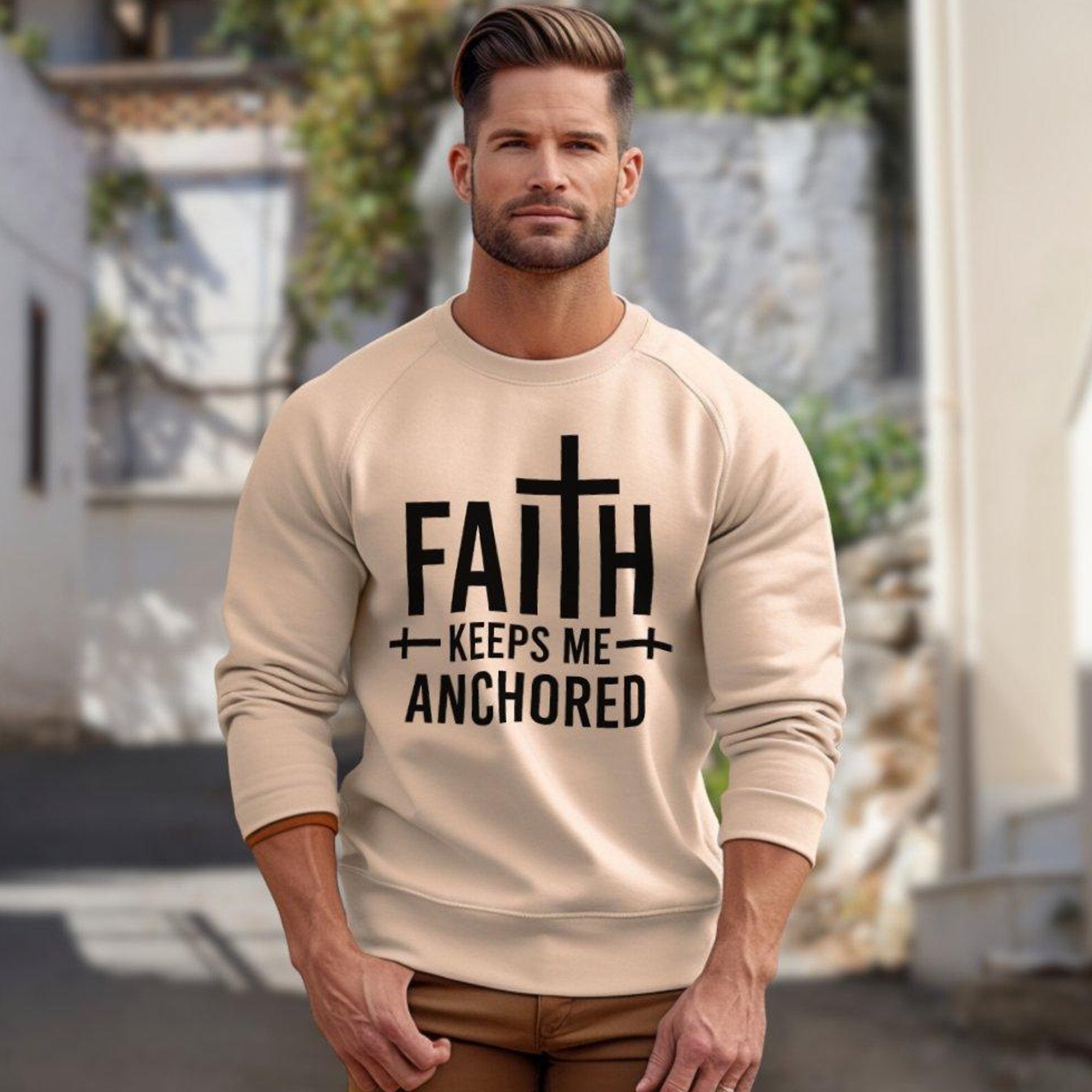 Faith Keeps Me Anchored Men's Fleece Unisex - Fit Sweatshirt - Jesus Passion Apparel