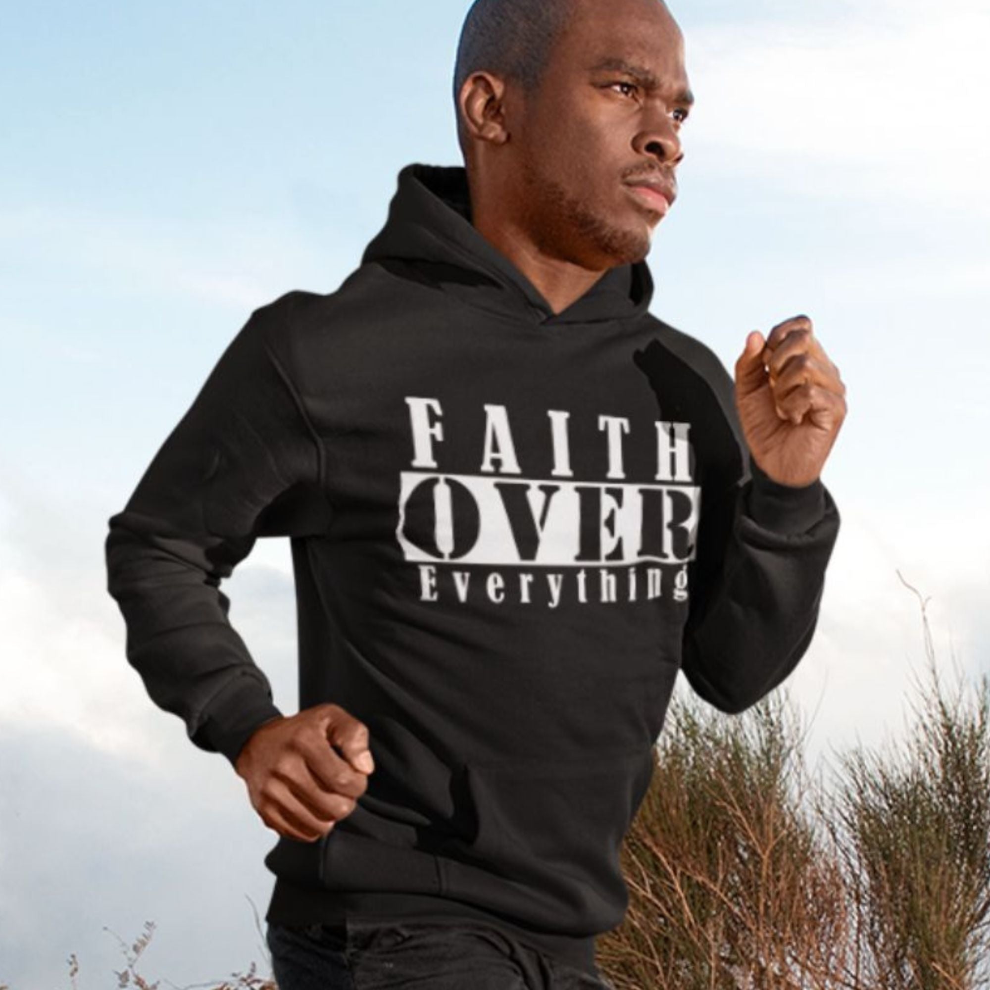 Faith Over Everything Men's Heavy Blend™ Hoodie - Jesus Passion Apparel