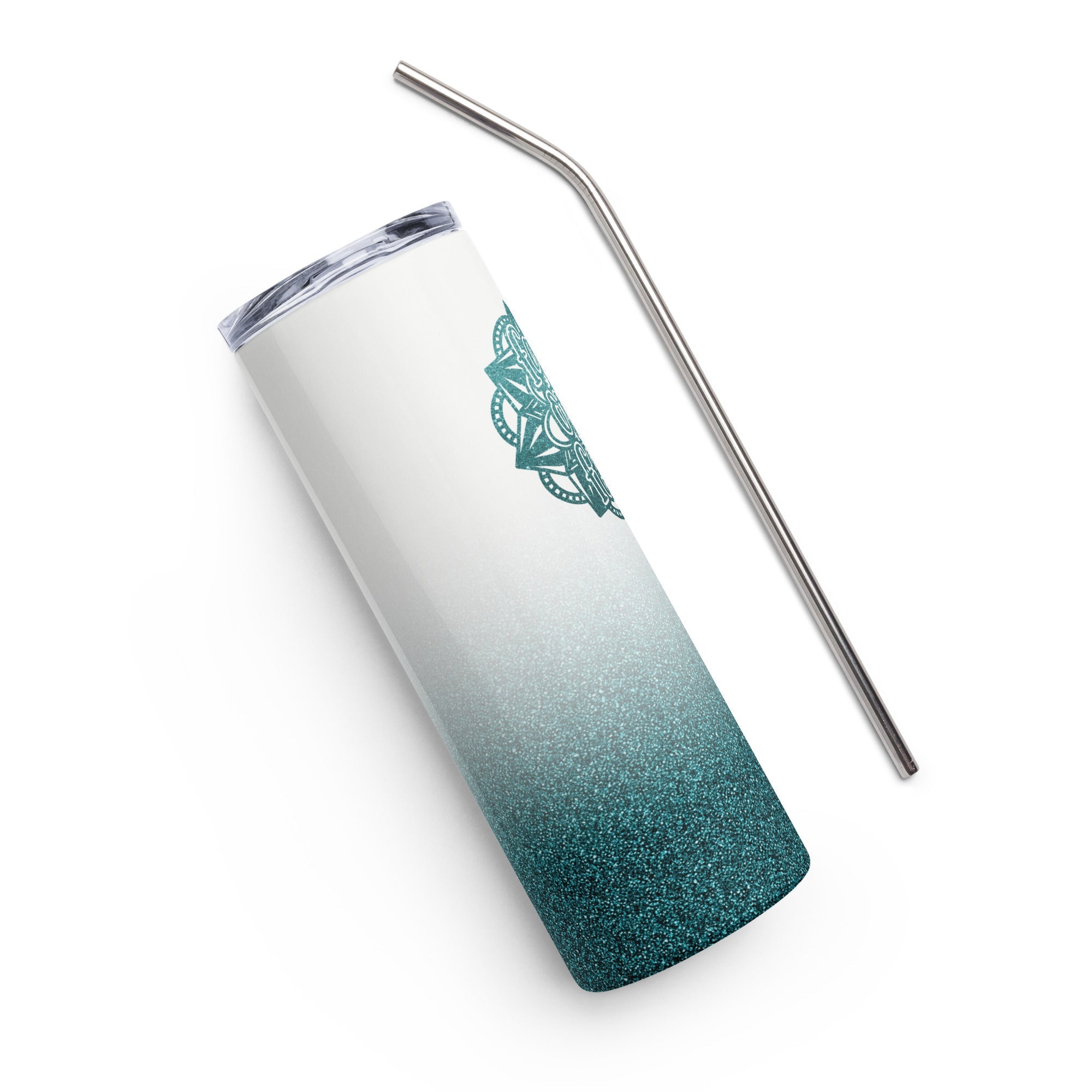 Faith Over Fear Green Gradient Tumbler 20 oz - Stainless Steel Straw - Jesus Passion Apparel