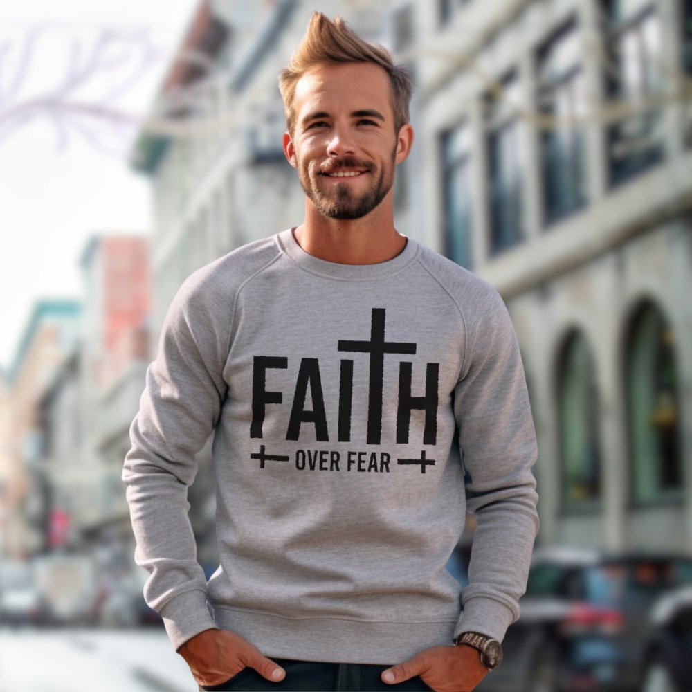 Faith over Fear Men's Fleece Unisex - Fit Sweatshirt - Jesus Passion Apparel