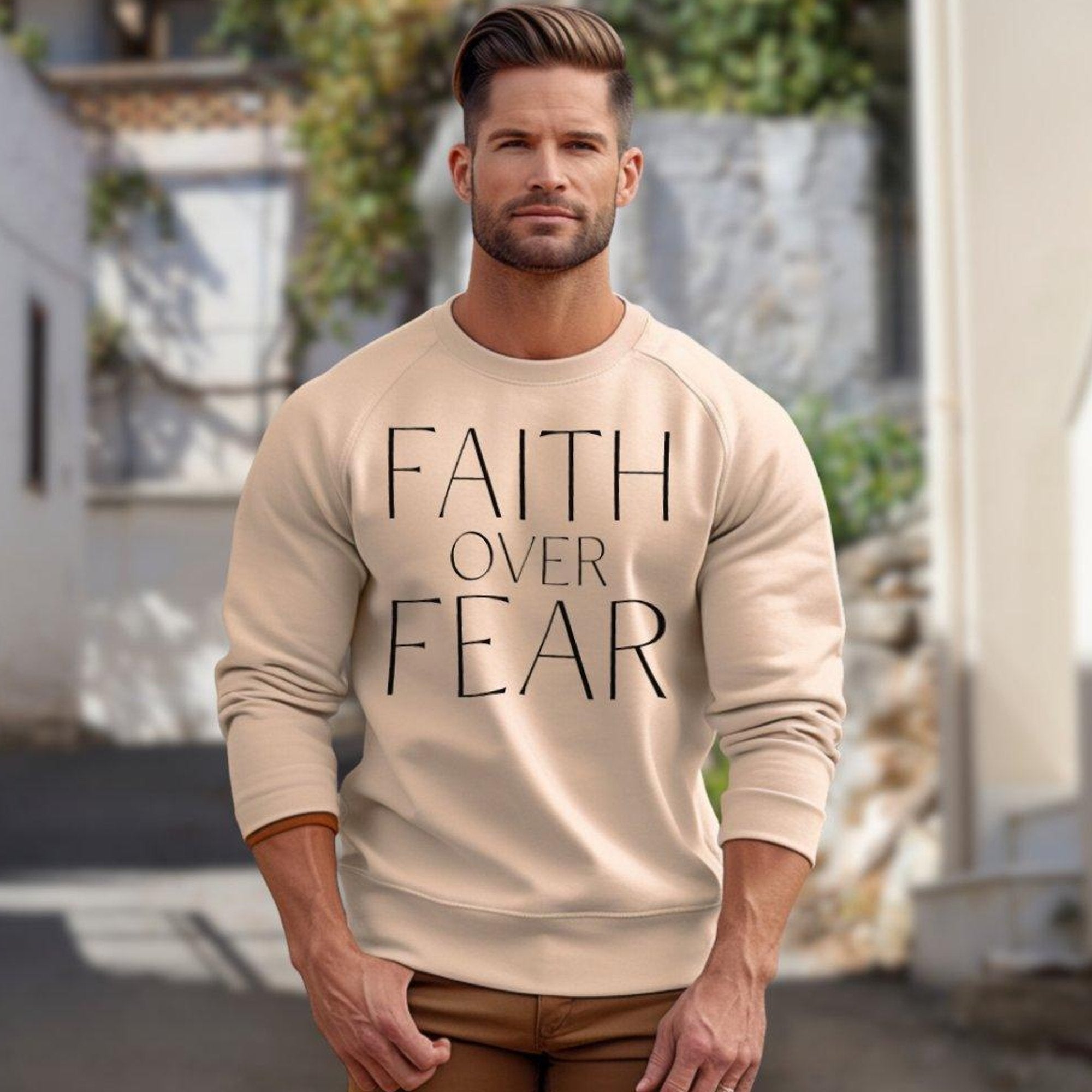 Faith Over Fear Men's Fleece Unisex - Fit Sweatshirt - Jesus Passion Apparel