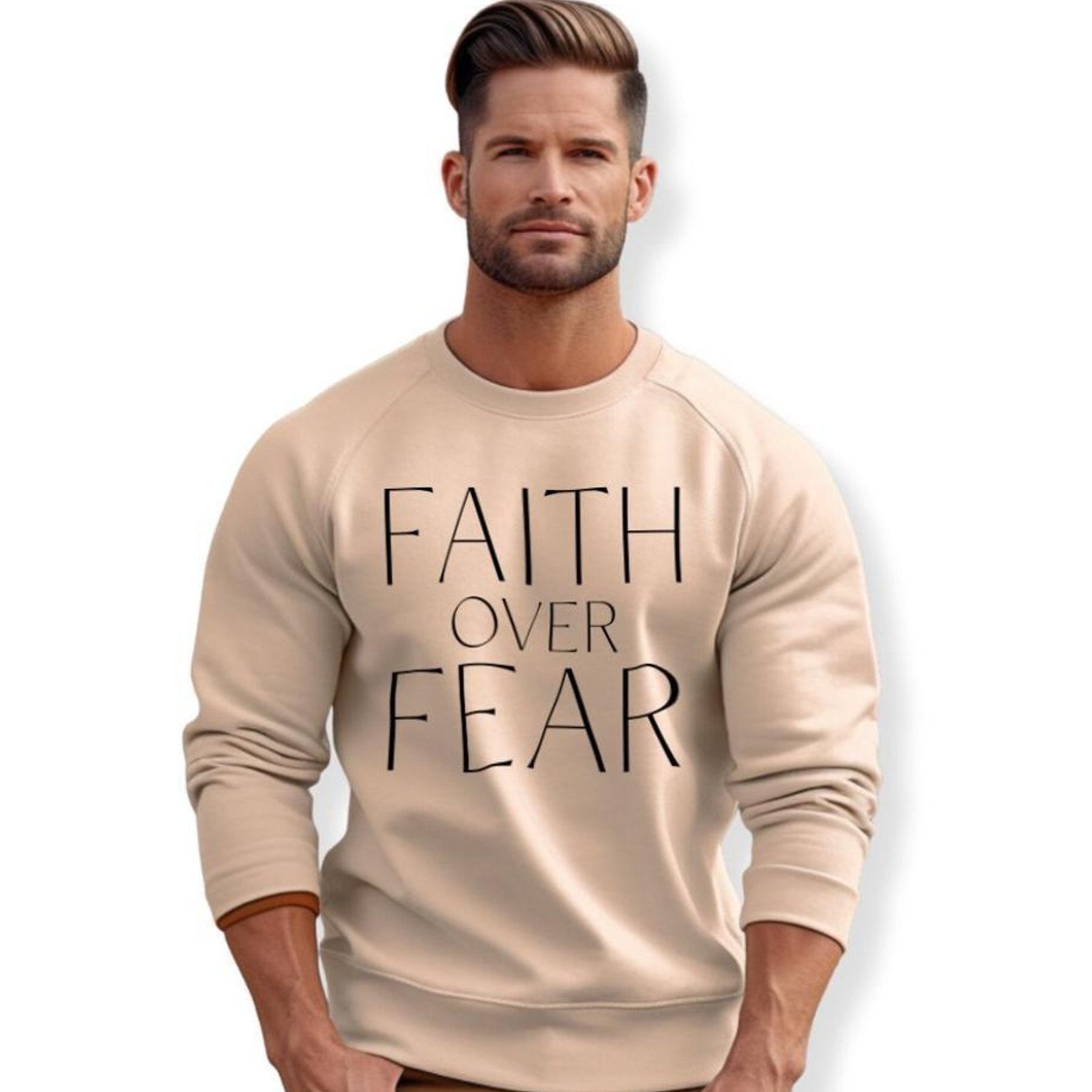 Faith Over Fear Men's Fleece Unisex - Fit Sweatshirt - Jesus Passion Apparel