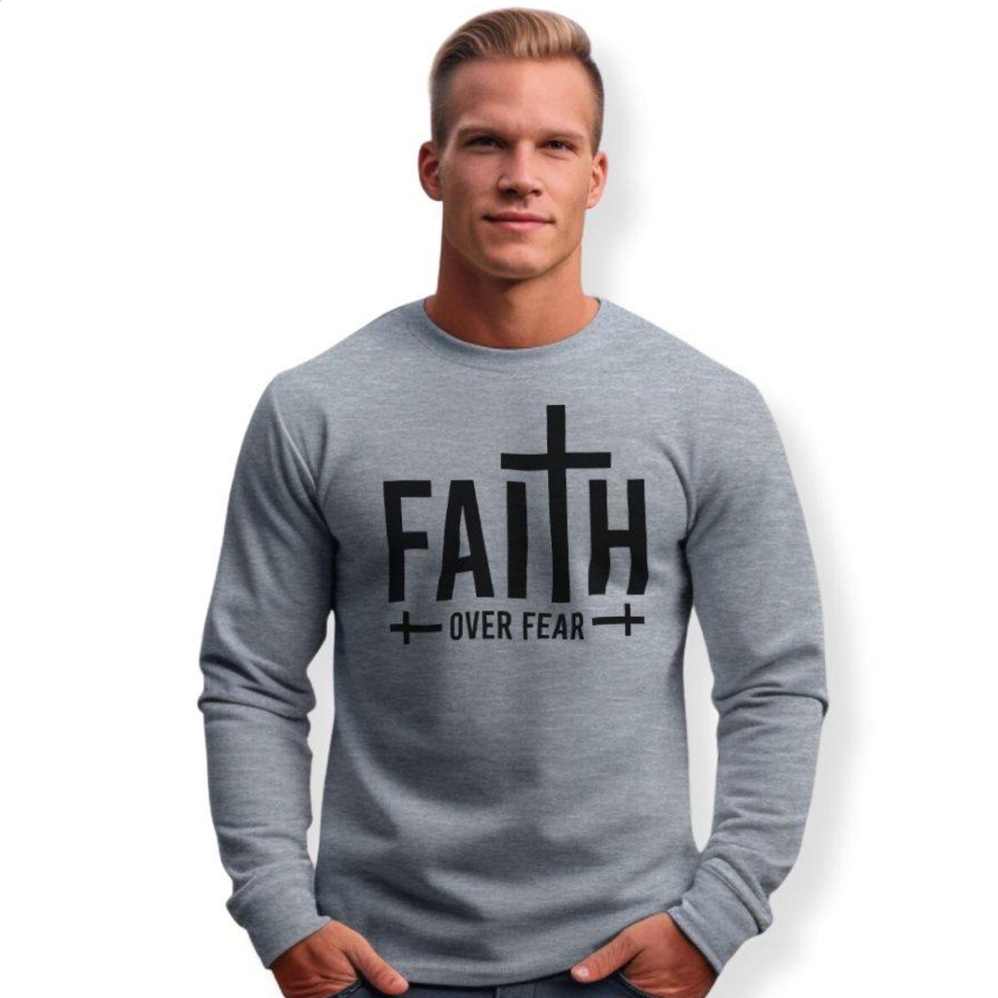 Faith over Fear Men's Fleece Unisex - Fit Sweatshirt - Jesus Passion Apparel