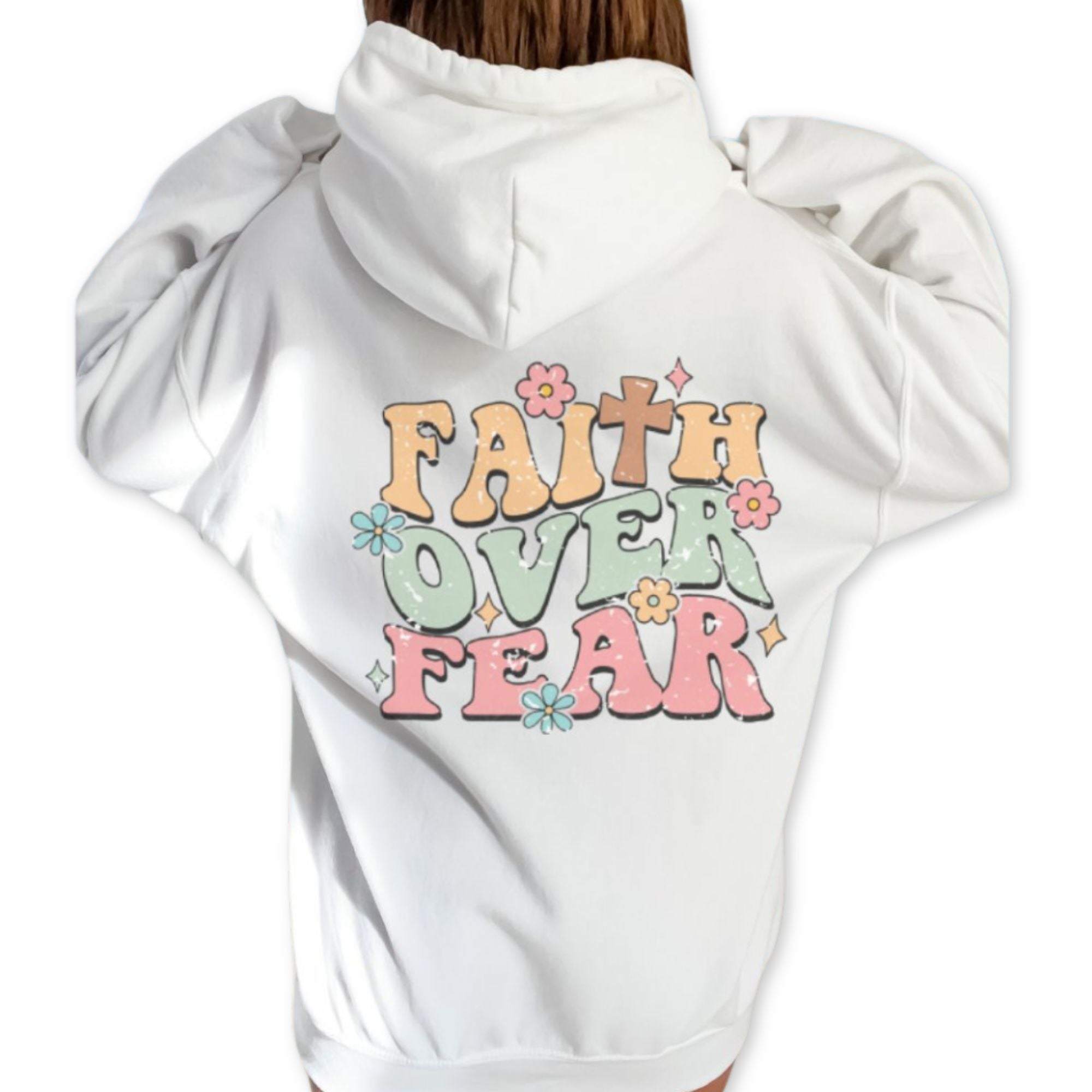 Faith Over Fear Retro - Inspired Unisex - Fit Hoodie - Jesus Passion Apparel