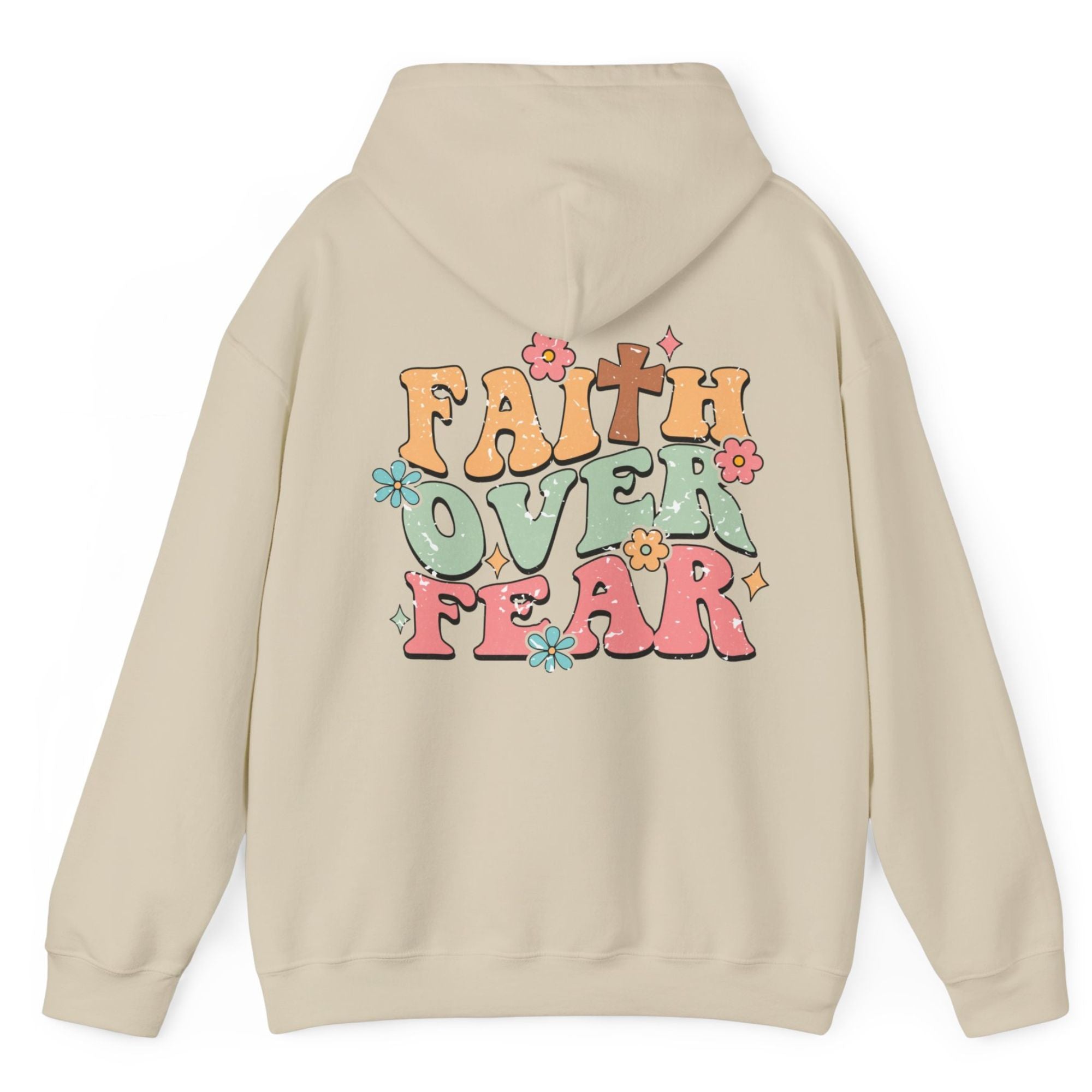 Faith Over Fear Retro - Inspired Unisex - Fit Hoodie - Jesus Passion Apparel