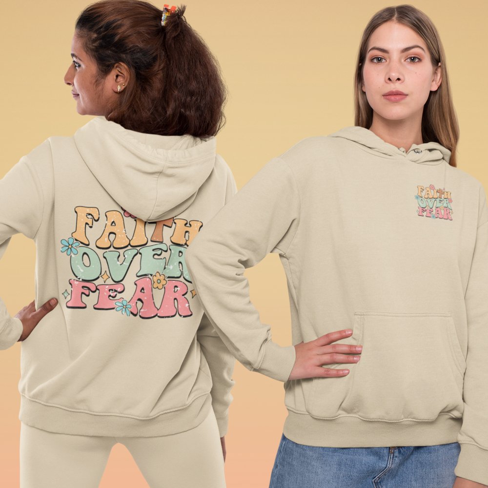 Faith Over Fear Retro - Inspired Unisex - Fit Hoodie - Jesus Passion Apparel