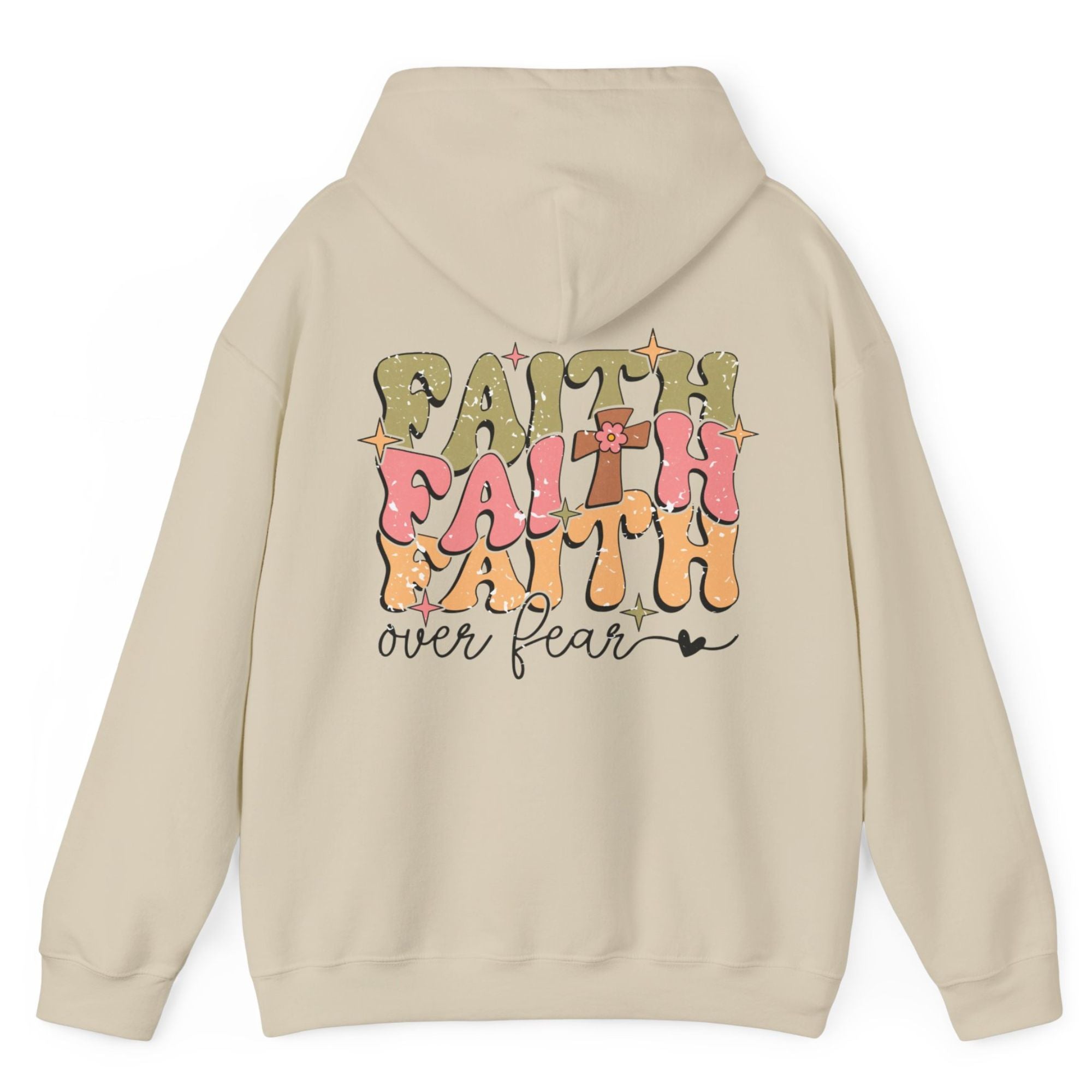 Faith Over Fear Retro - Inspired Unisex - Fit Hoodie - Jesus Passion Apparel