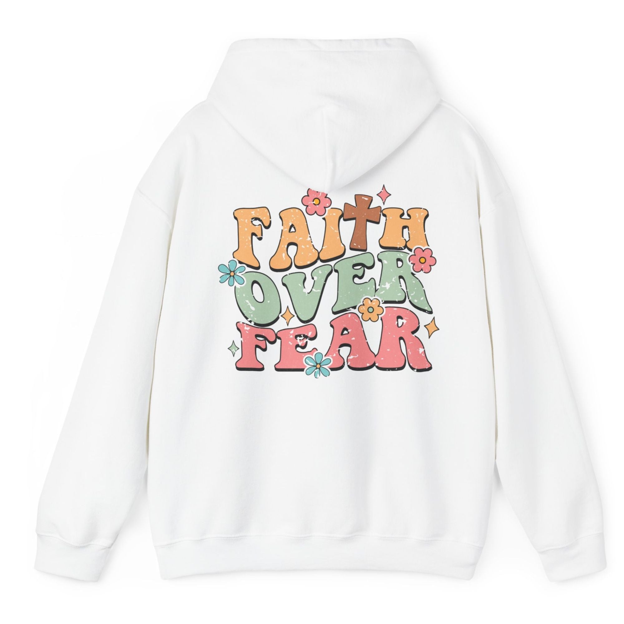 Faith Over Fear Retro - Inspired Unisex - Fit Hoodie - Jesus Passion Apparel