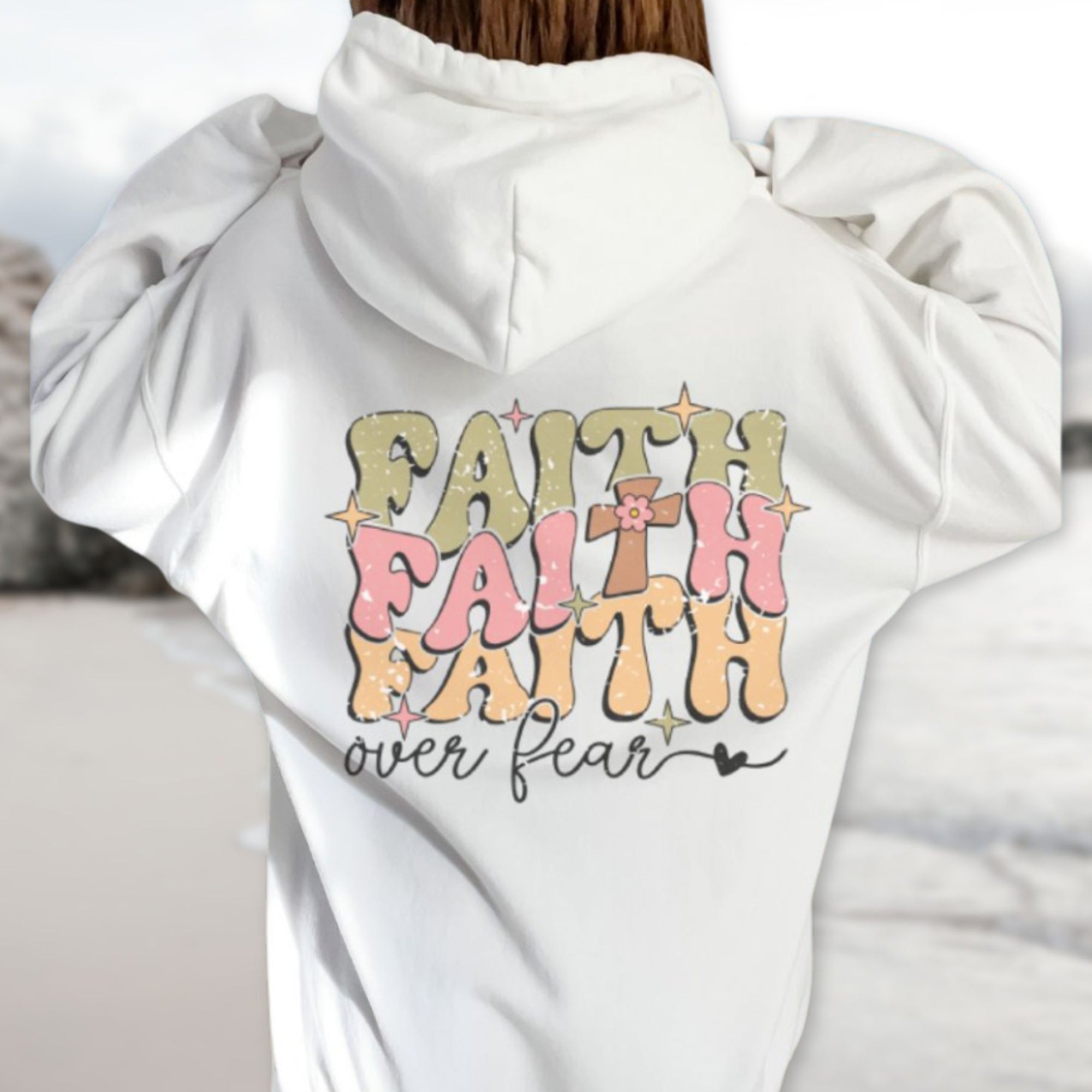 Faith Over Fear Retro - Inspired Unisex - Fit Hoodie - Jesus Passion Apparel