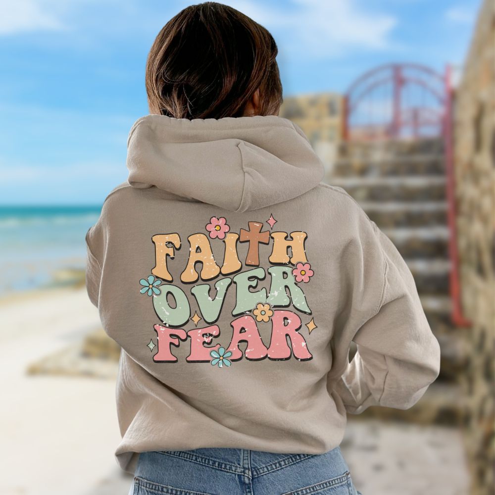 Faith Over Fear Retro - Inspired Unisex - Fit Hoodie - Jesus Passion Apparel