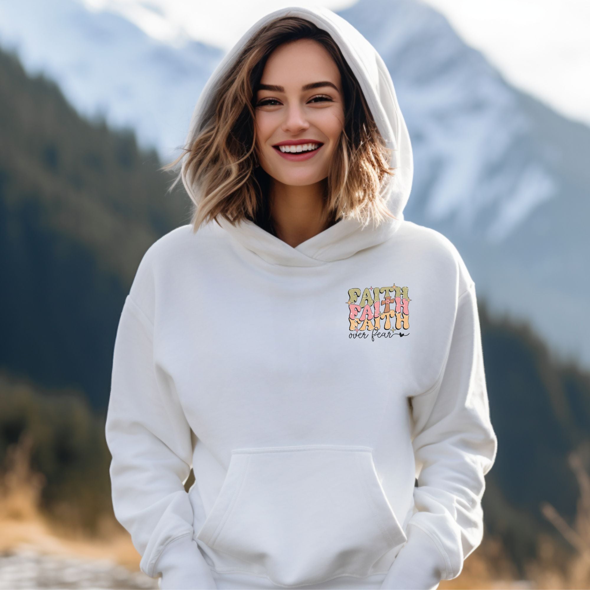 Faith Over Fear Retro - Inspired Unisex - Fit Hoodie - Jesus Passion Apparel