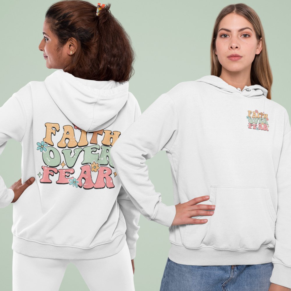 Faith Over Fear Retro - Inspired Unisex - Fit Hoodie - Jesus Passion Apparel