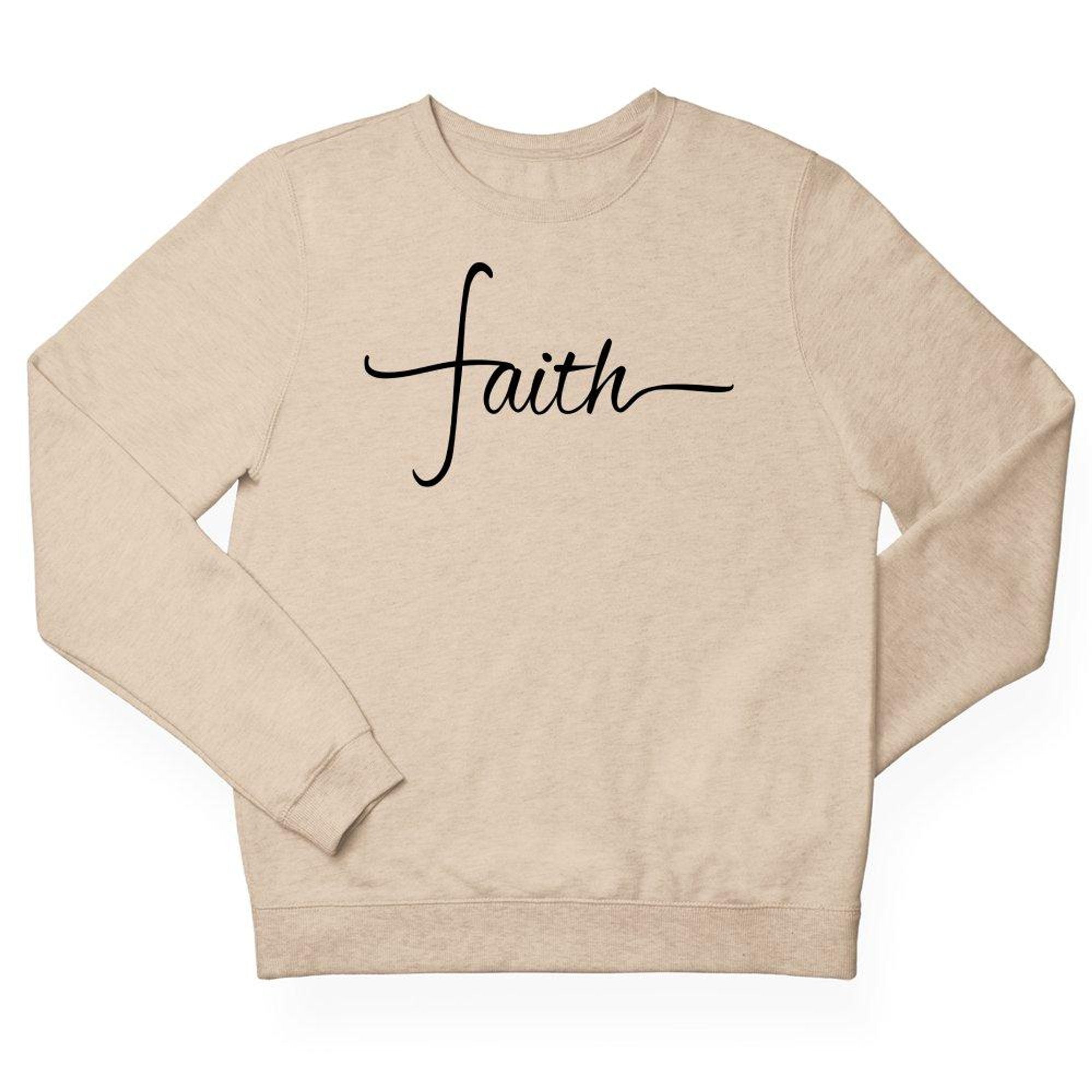 Faith Script Men's Fleece Unisex - Fit Sweatshirt - Sand - Jesus Passion Apparel