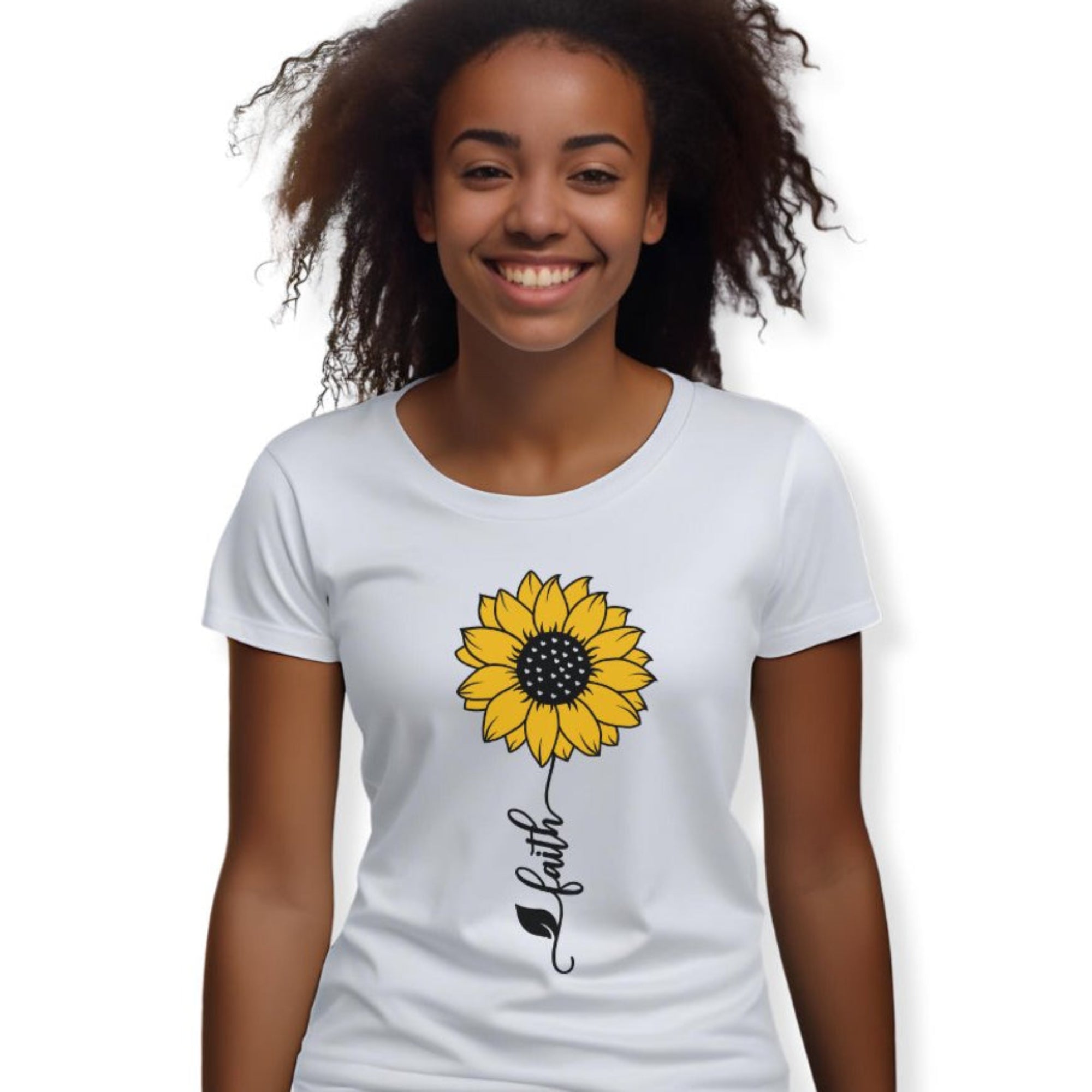 Faith Sunflower Vertical Jersey Short Sleeve T-Shirt - Jesus Passion Apparel