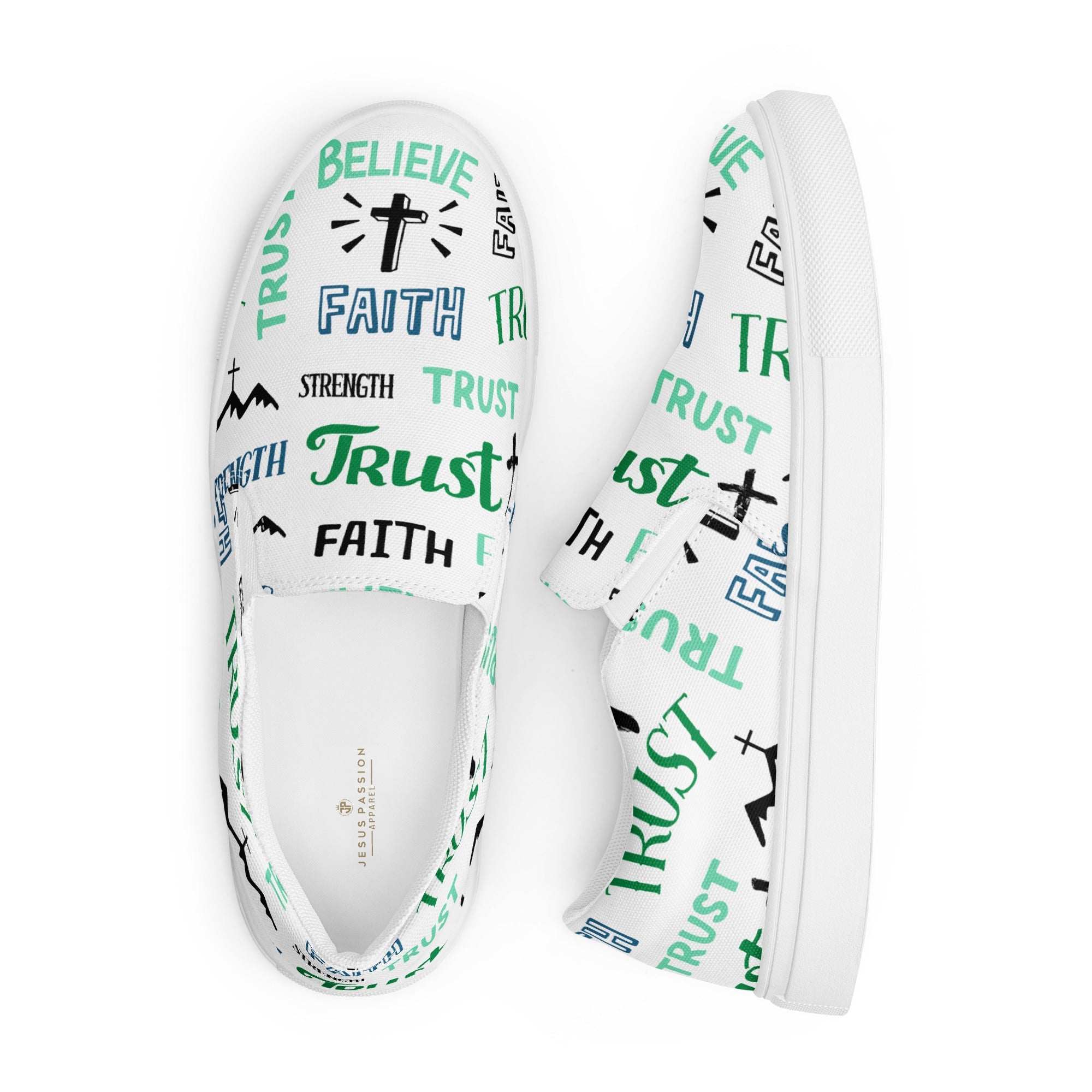 Faith Trust Strength Women’s Slip - On Canvas Shoes - Jesus Passion Apparel