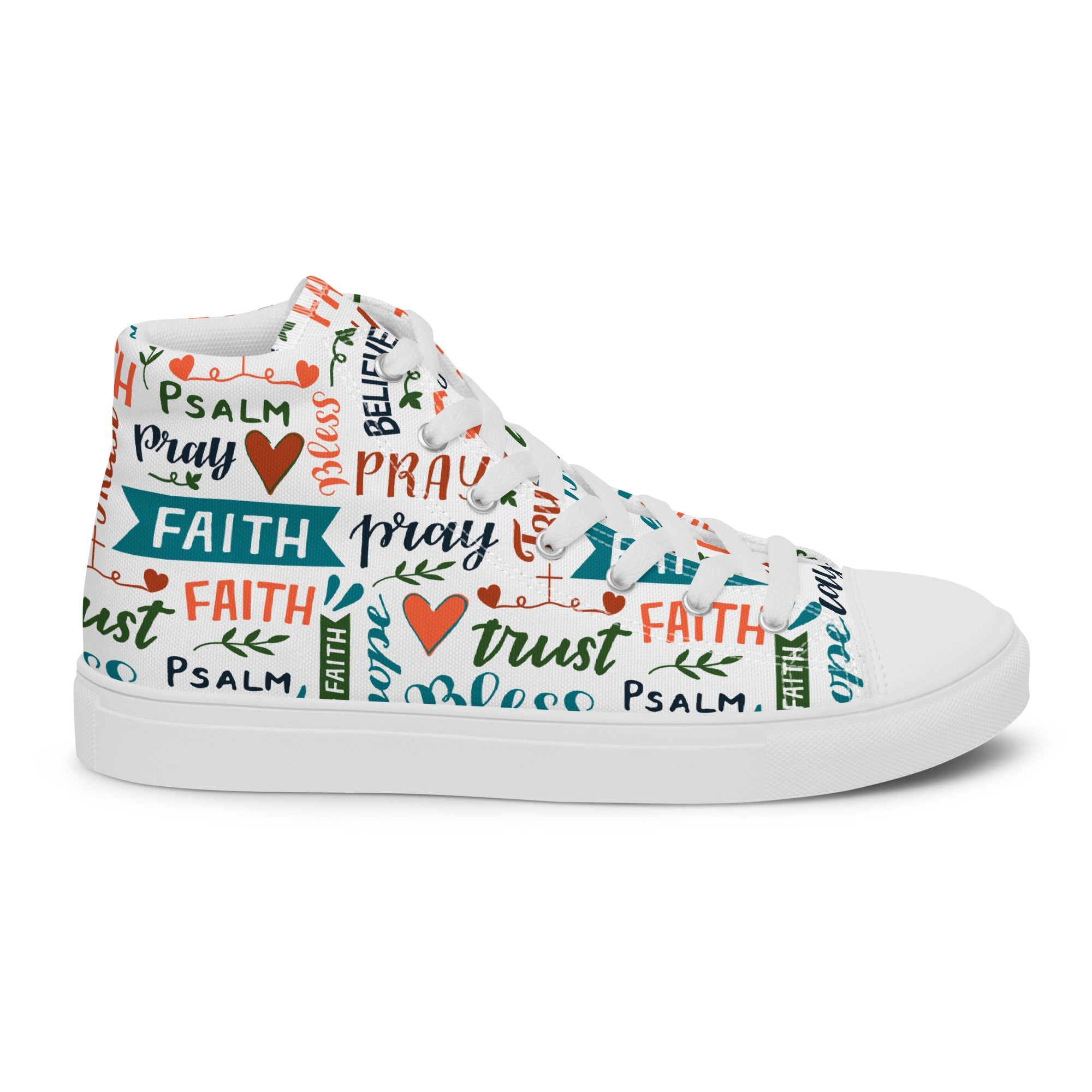 Faith Trust Women’s High Top Canvas Shoes - Jesus Passion Apparel