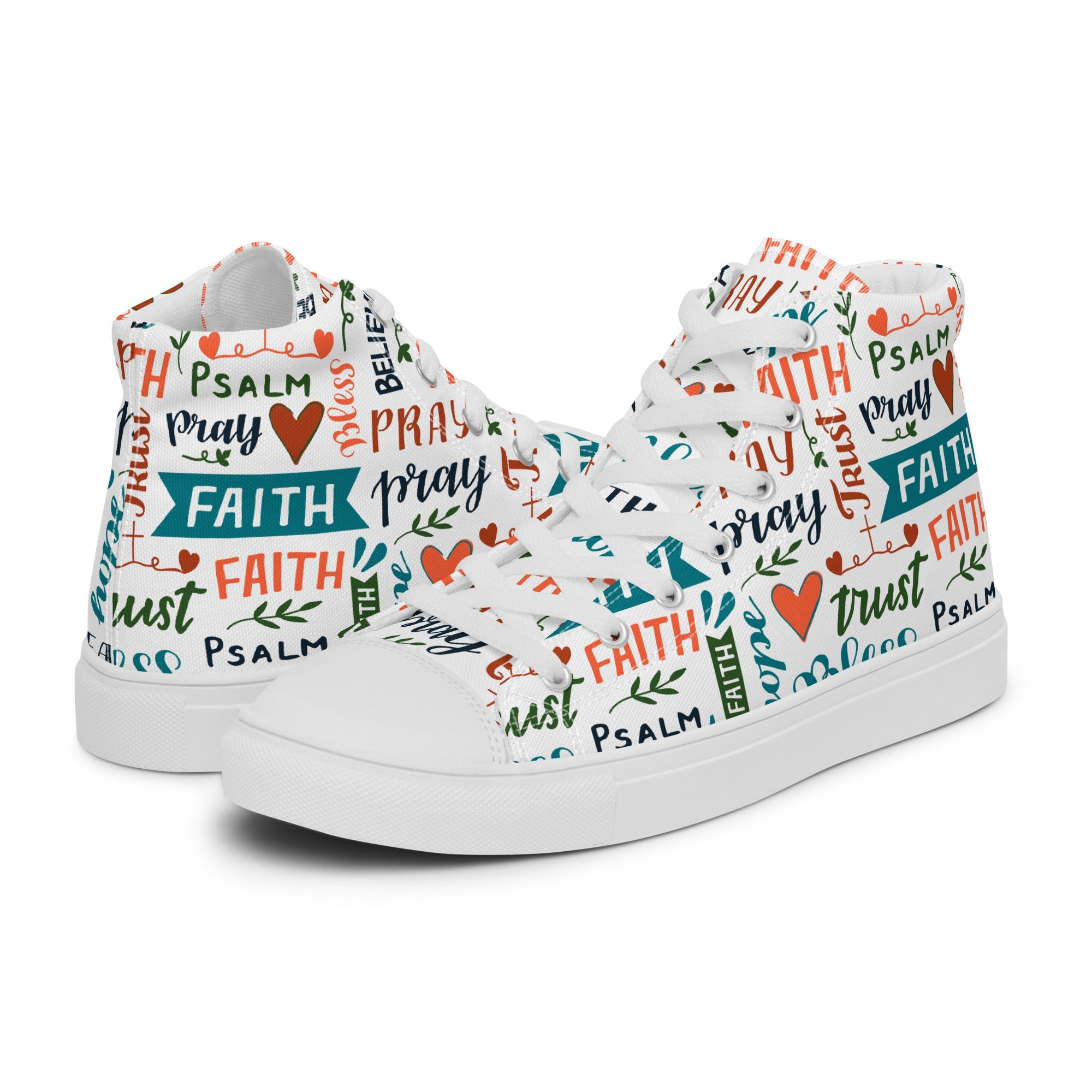 Faith Trust Women’s High Top Canvas Shoes - Jesus Passion Apparel