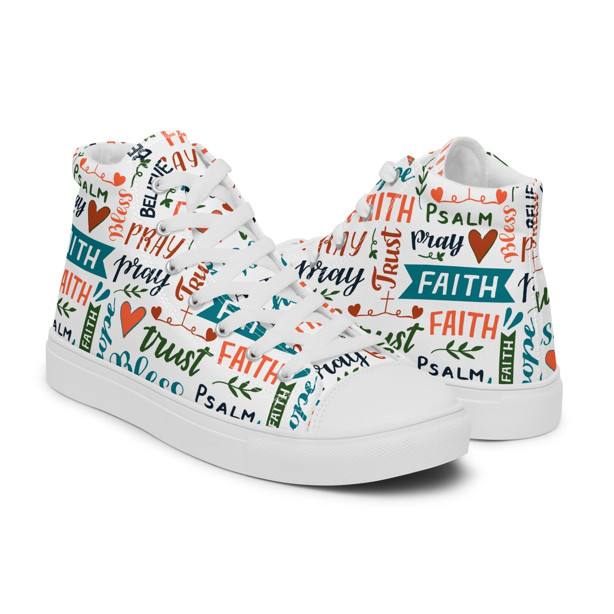 Faith Trust Women’s High Top Canvas Shoes - Jesus Passion Apparel