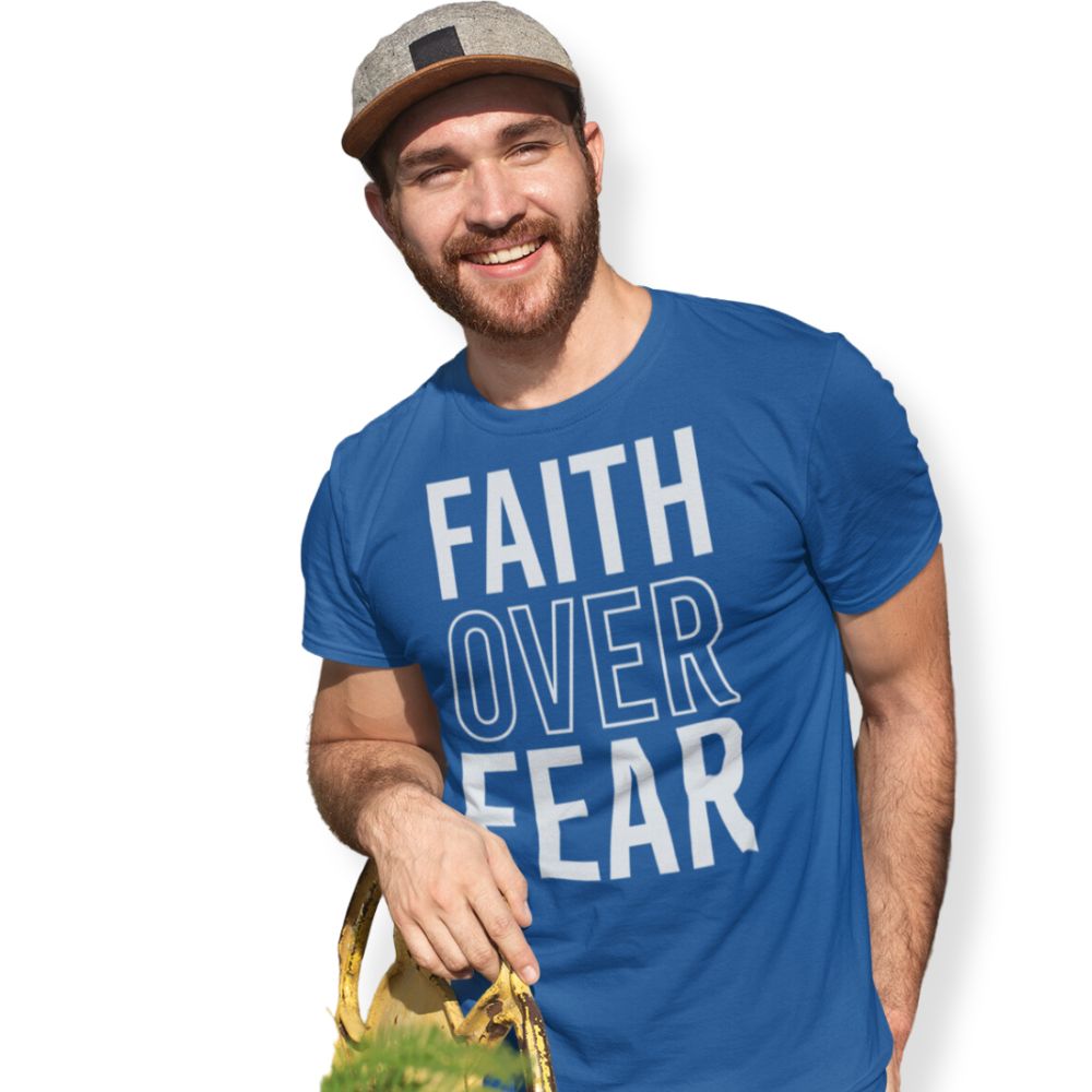 Faith Over Fear Jersey Short Sleeve T-Shirt Color: Black Heather Size: XS Jesus Passion Apparel