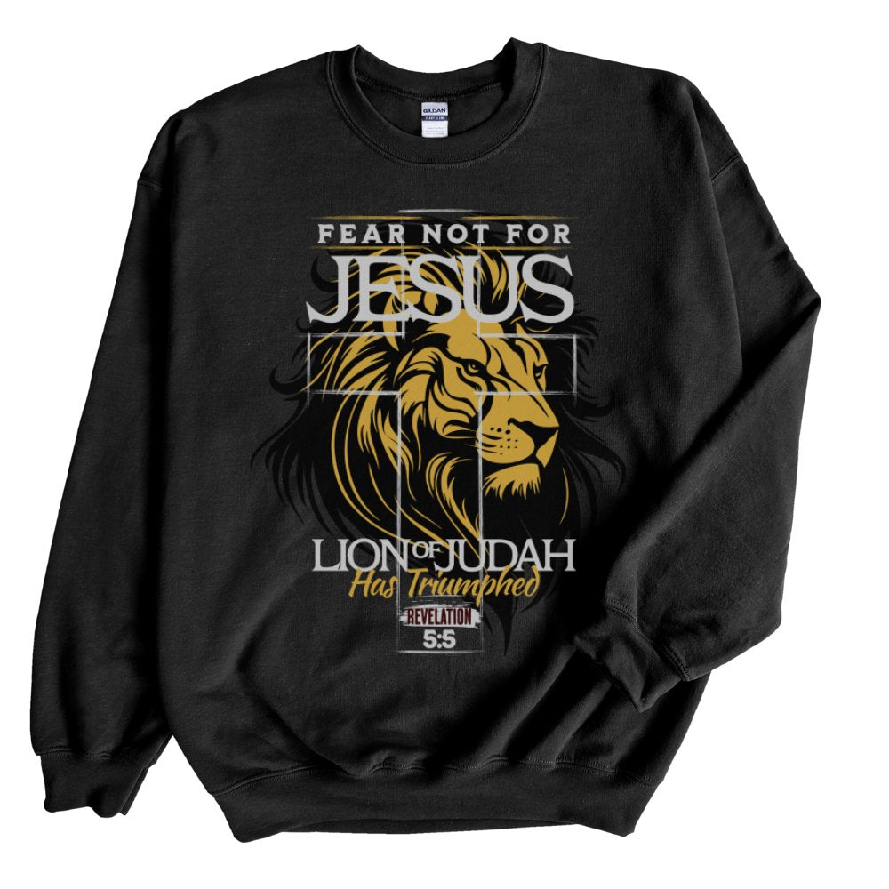 Lion of Judah Men's Unisex-Fit Fleece Sweatshirt - Navy or Black Size: S Color: Black Jesus Passion Apparel