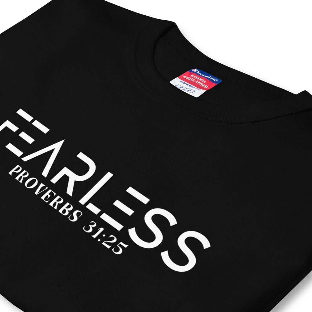 Fearless Proverbs 31:25 Men's Champion T-Shirt - Jesus Passion Apparel